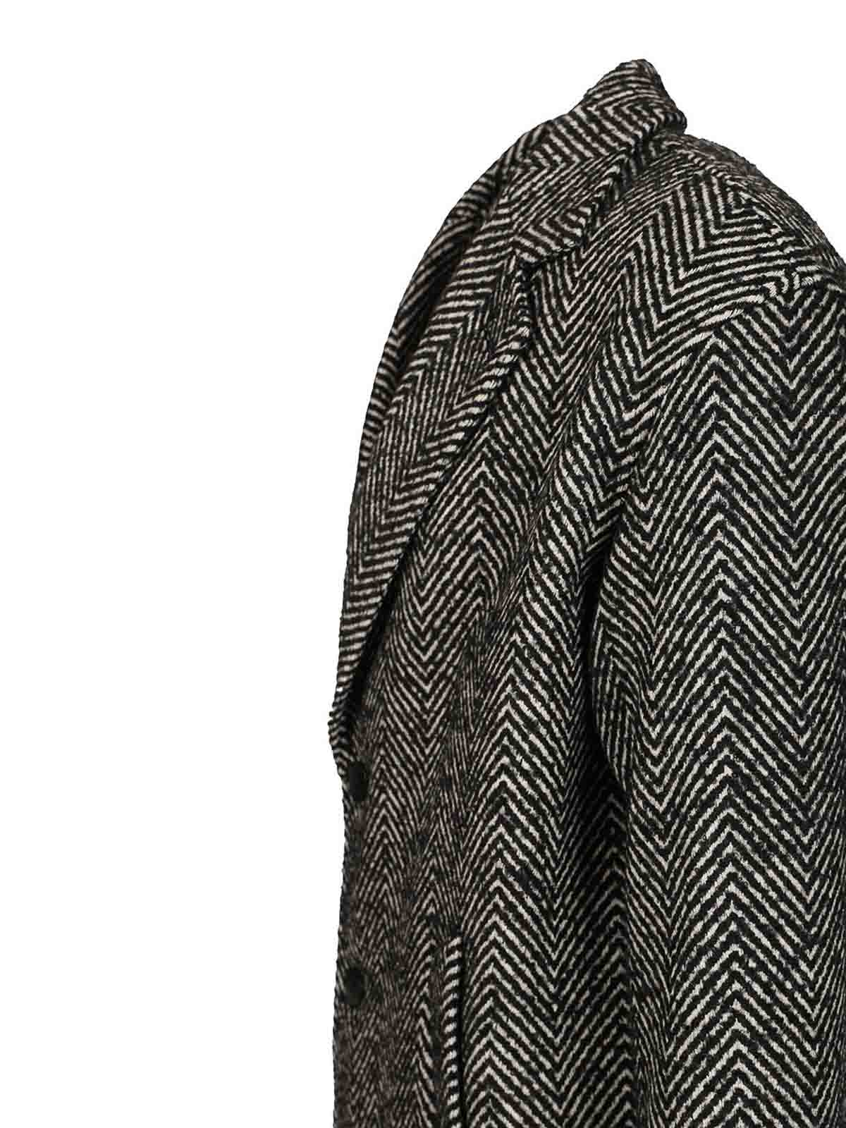 Herno Cappotto Chevron Lana Coats Multicolor In Gray