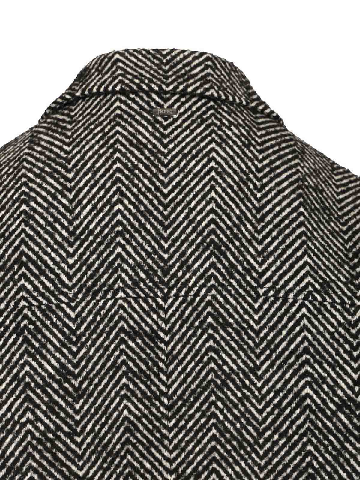 Herno Cappotto Chevron Lana Coats Multicolor In Gray