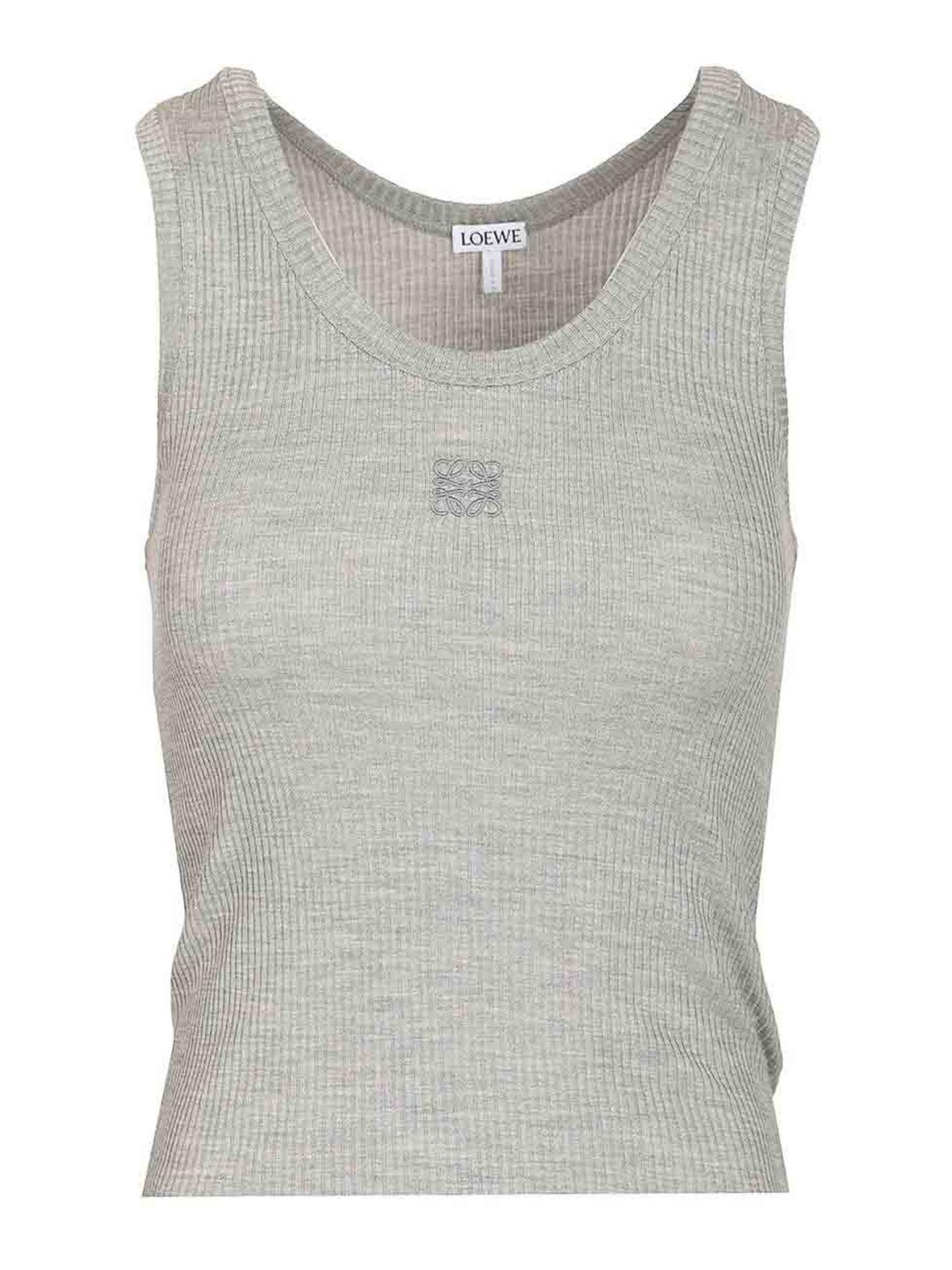 Loewe Women Grey Silk Tank Top In Gray