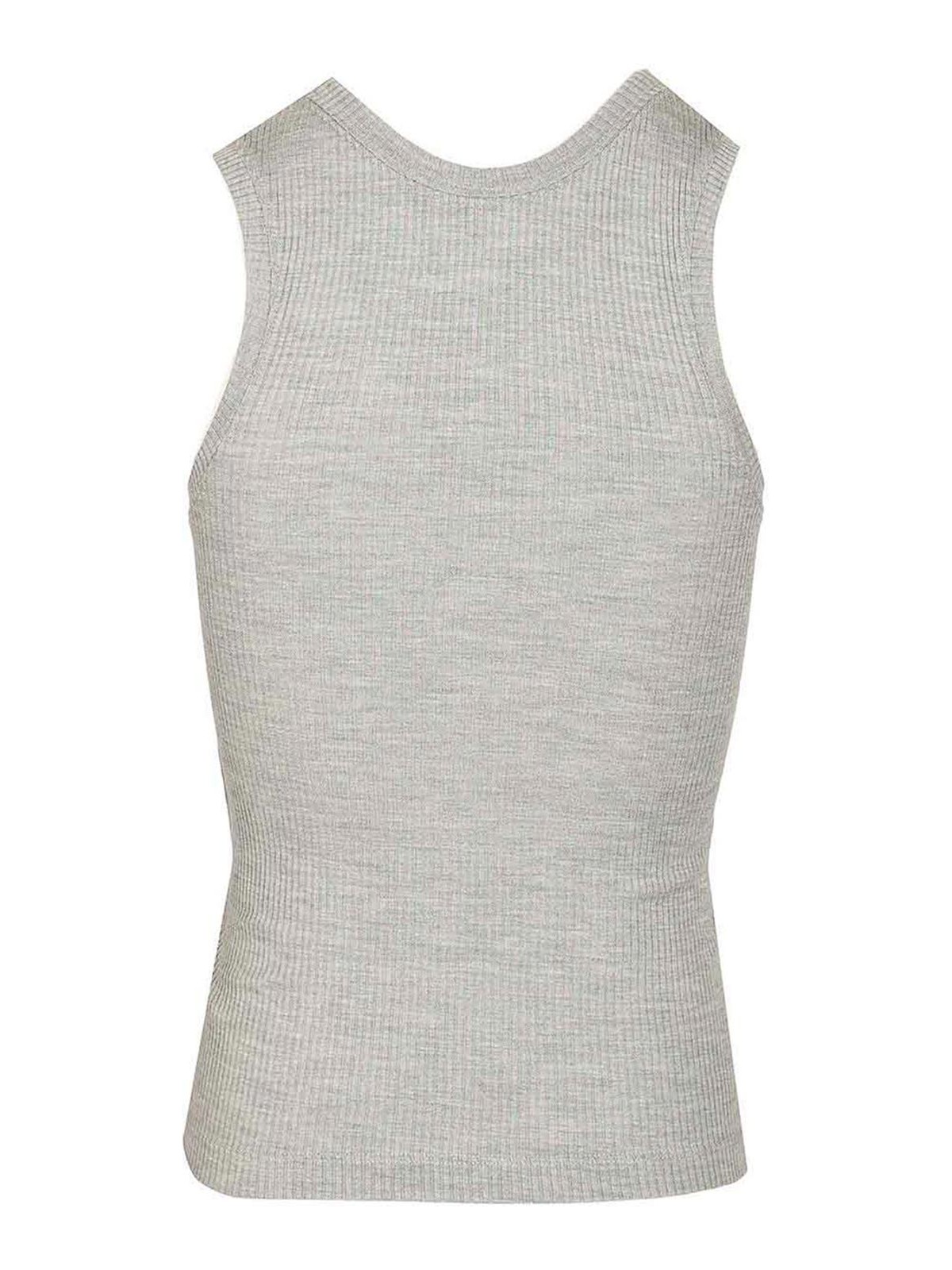 Loewe Women Grey Silk Tank Top In Gray