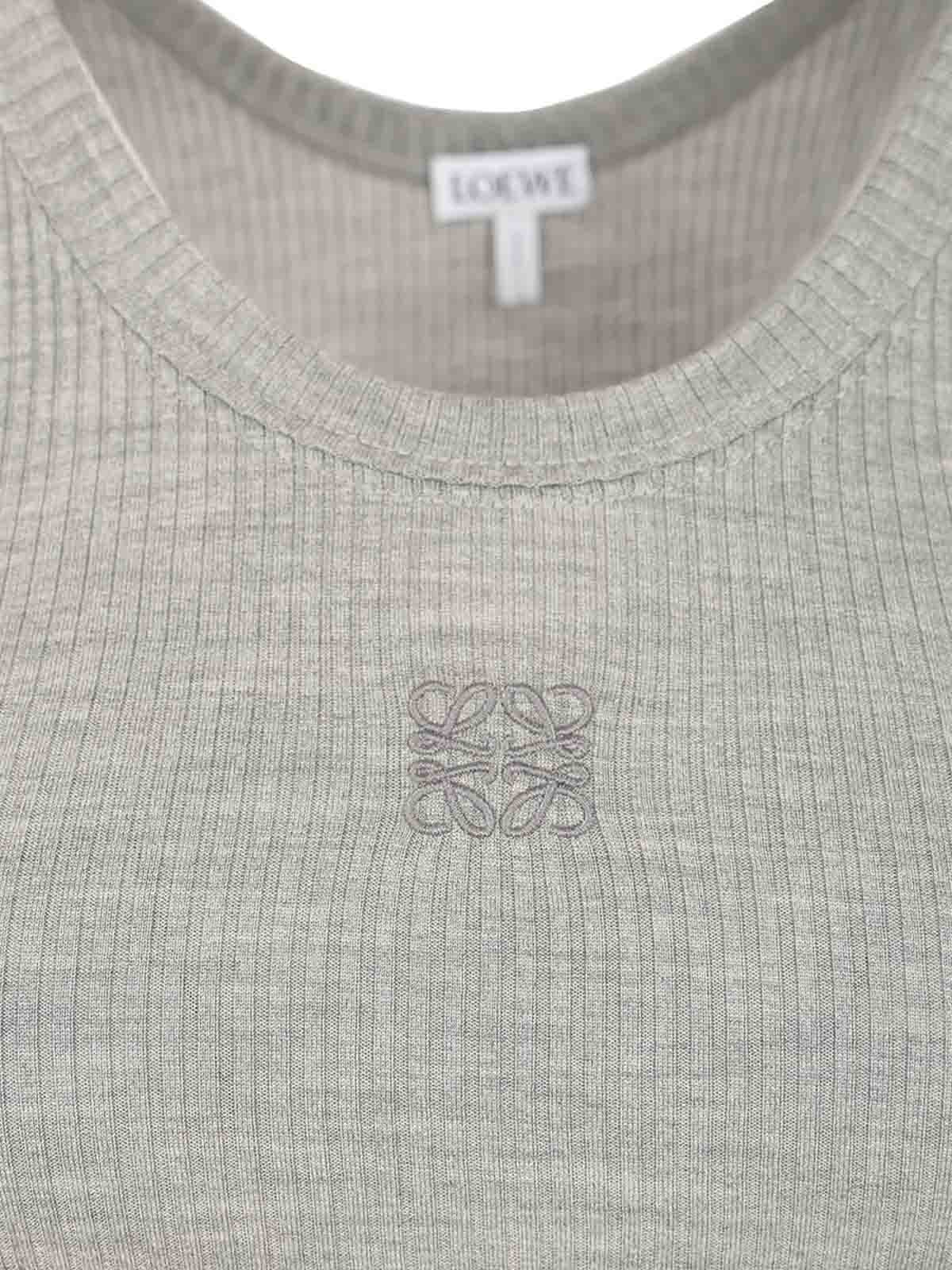 Loewe Women Grey Silk Tank Top In Gray