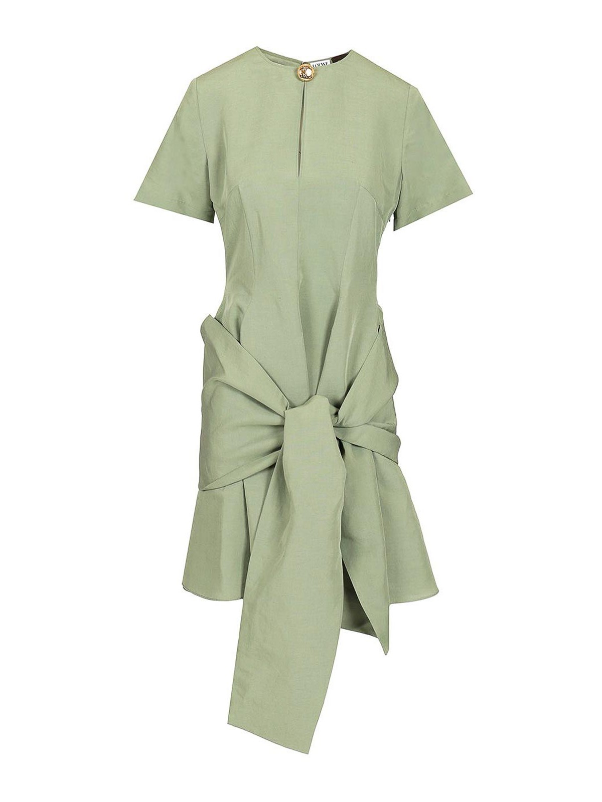 Loewe Pebble Dress In Viscose And Linen In Green