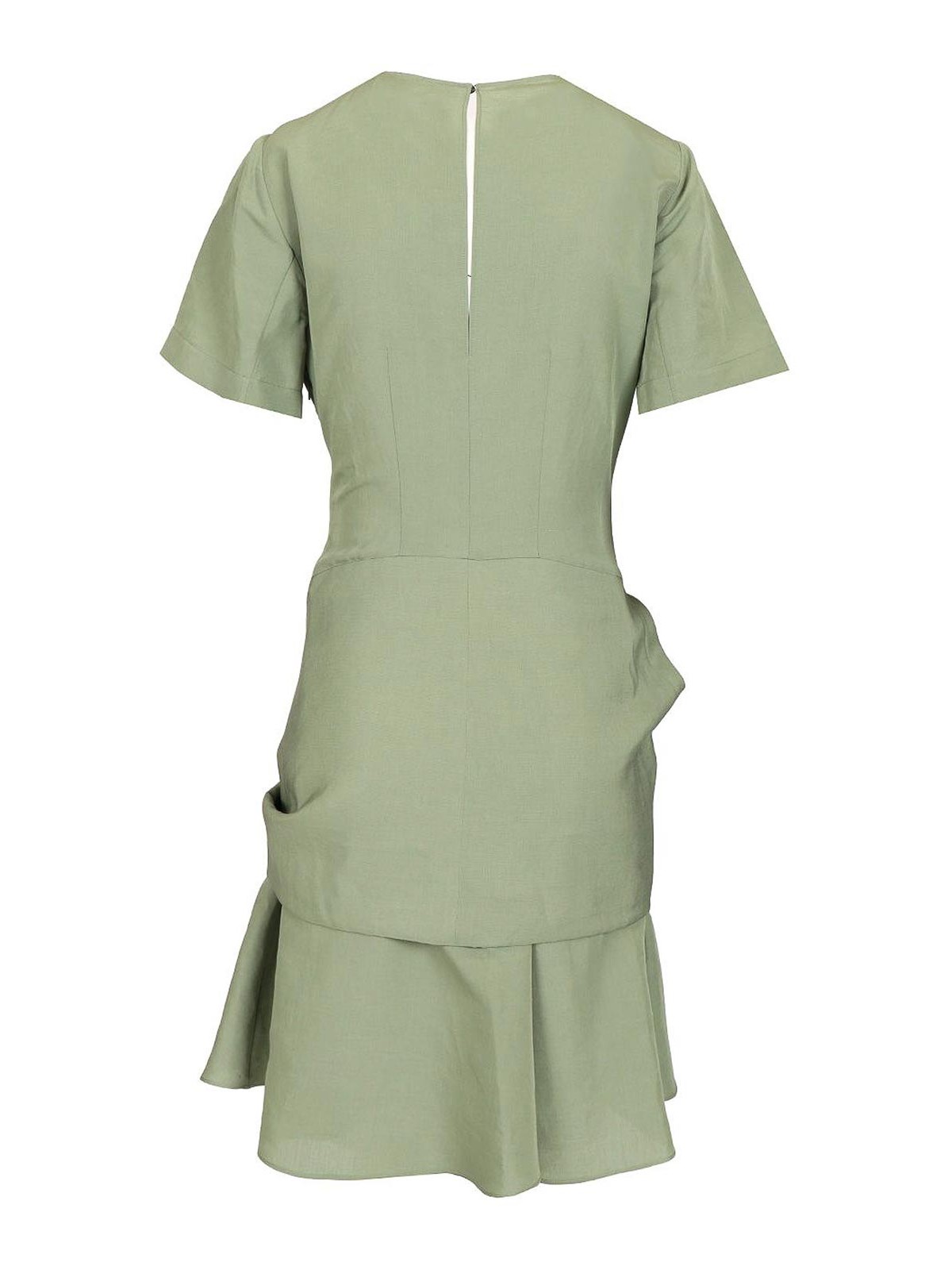Loewe Pebble Dress In Viscose And Linen In Green
