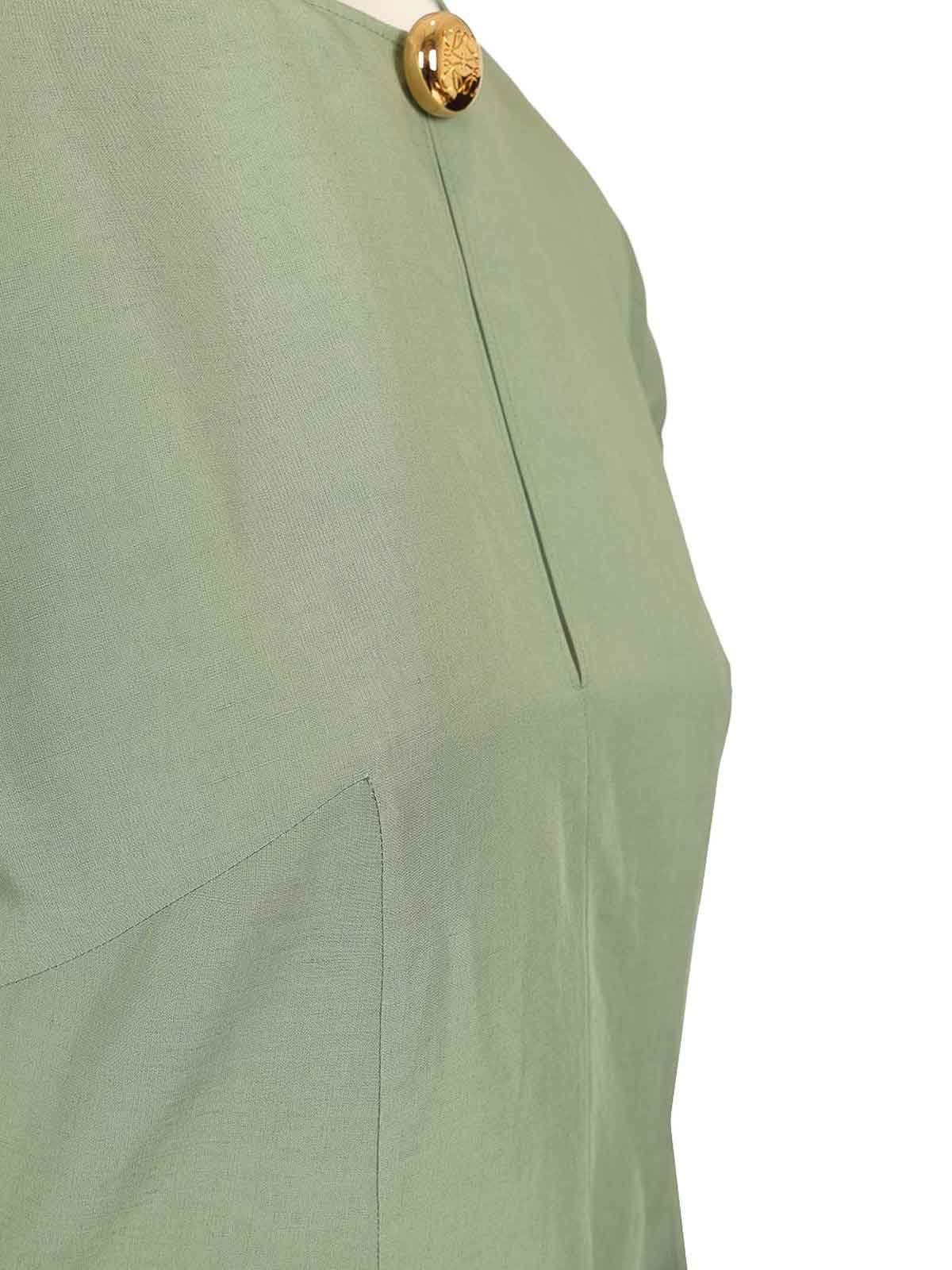 Loewe Pebble Dress In Viscose And Linen In Green