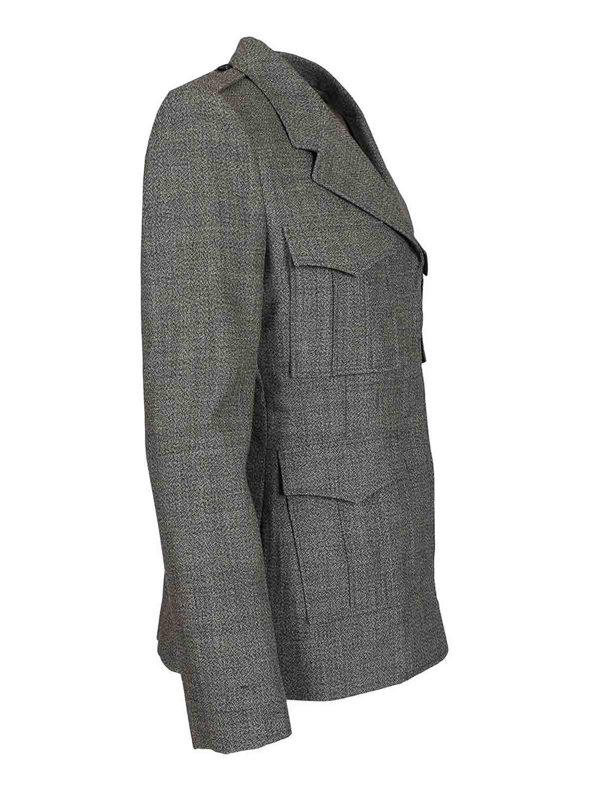 Alexander Mcqueen Fitted Silhouette With Epaulettes And Flap Pockets In Gray