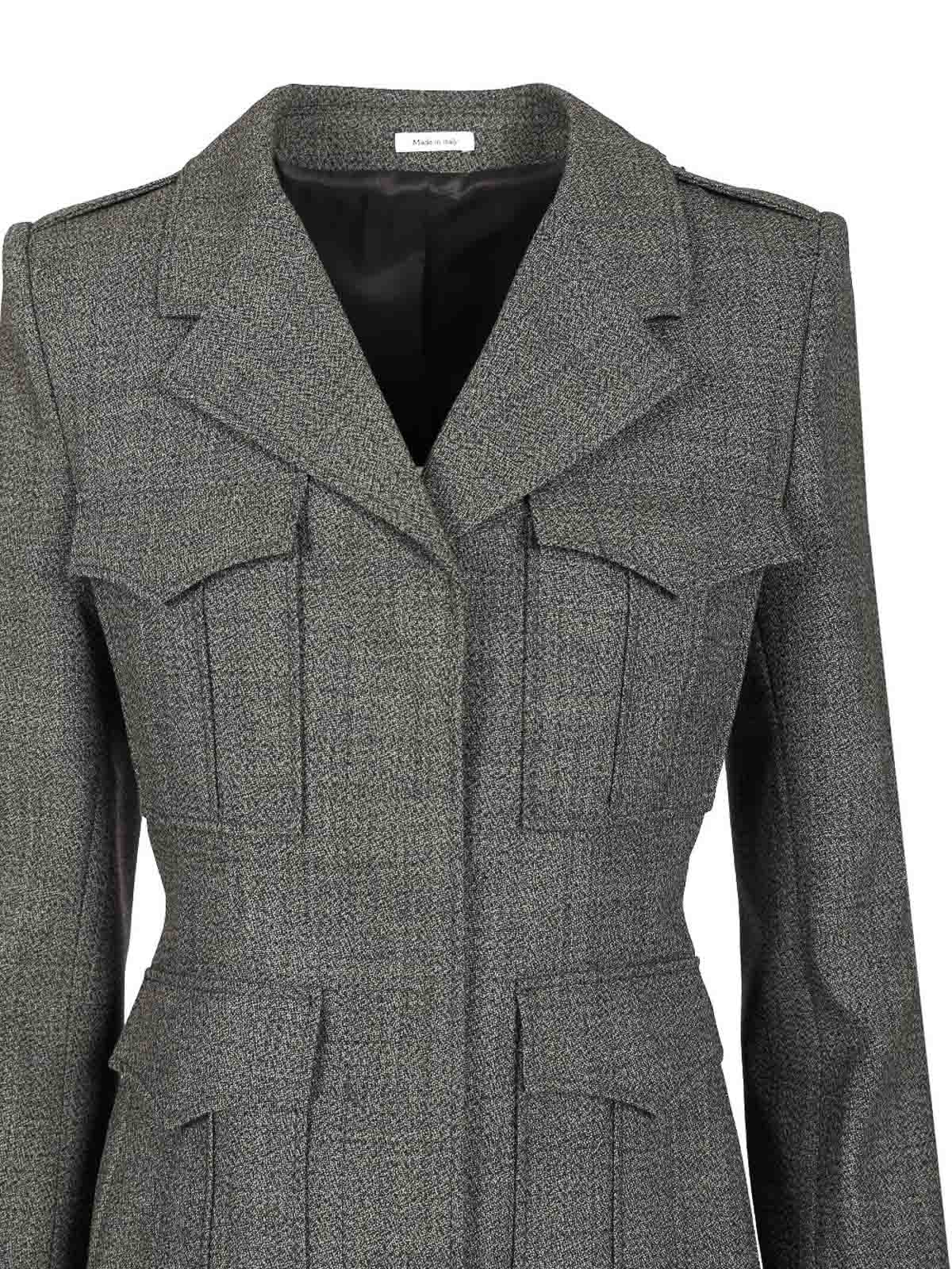 Alexander Mcqueen Fitted Silhouette With Epaulettes And Flap Pockets In Gray
