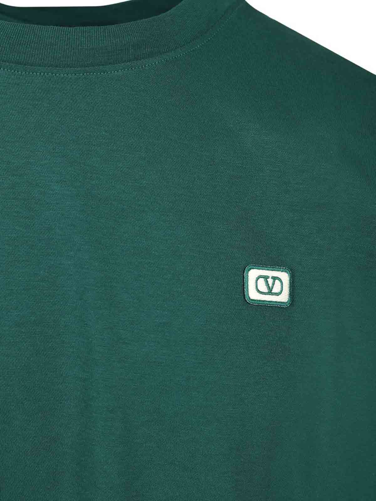 Valentino T-shirt With Signature Vlogo In Green