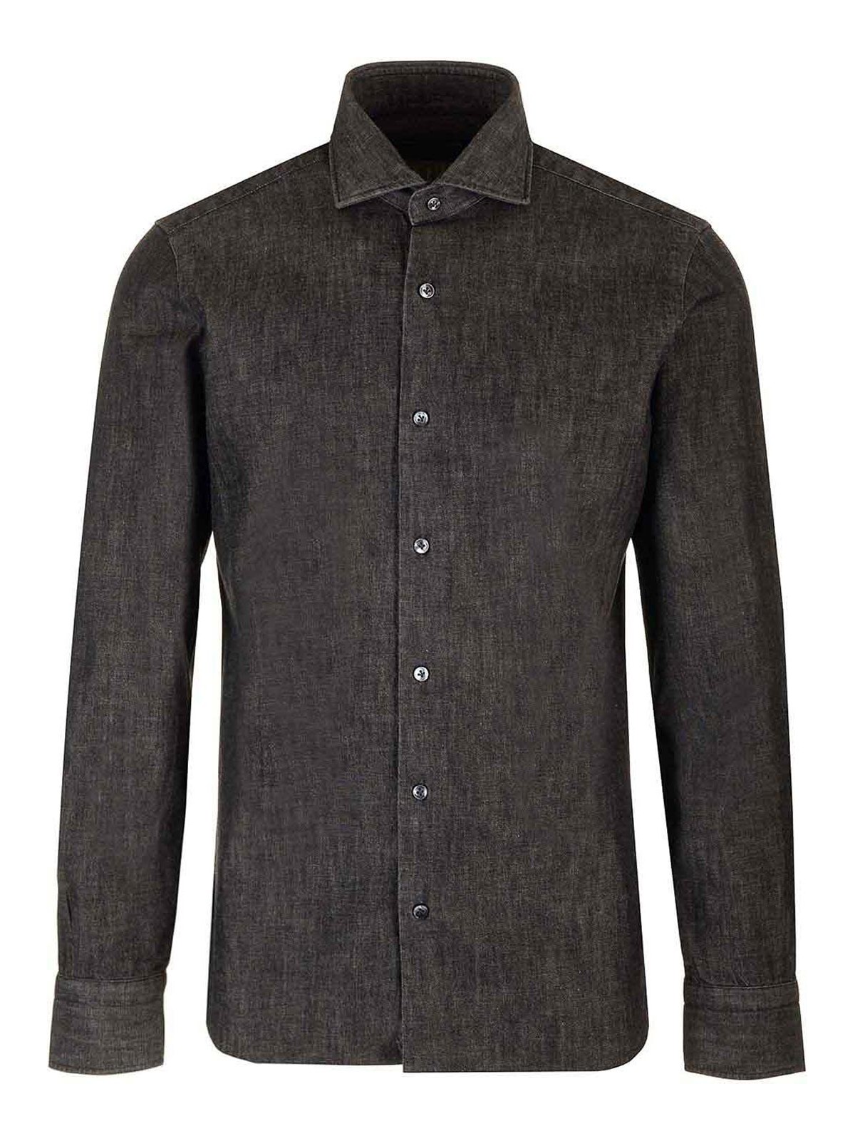 Barba Napoli Dandy Life Denim Shirt In Gray