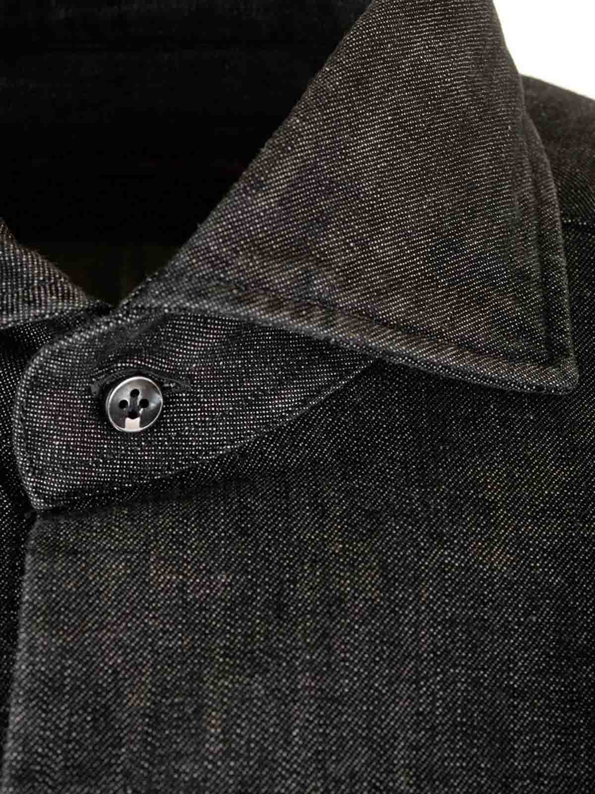 Barba Napoli Dandy Life Denim Shirt In Gray