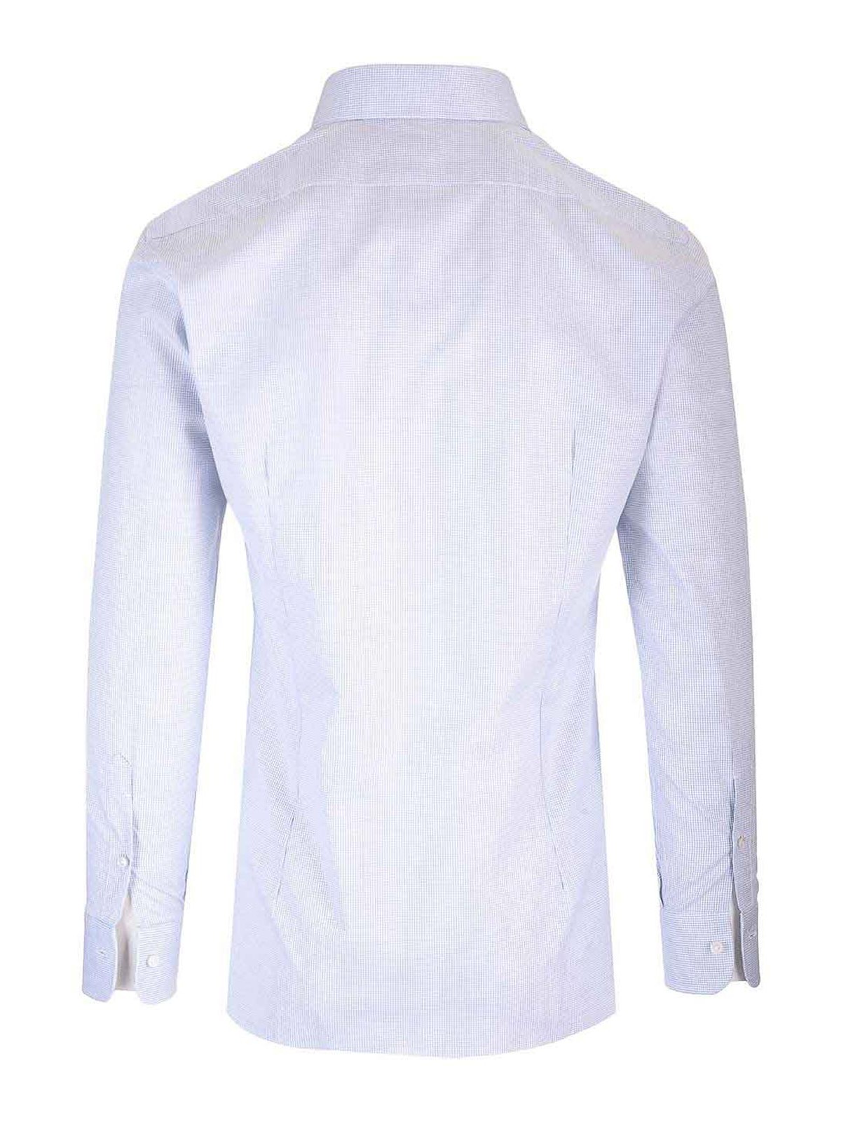 Barba Napoli Micro Checked Shirt In Blue
