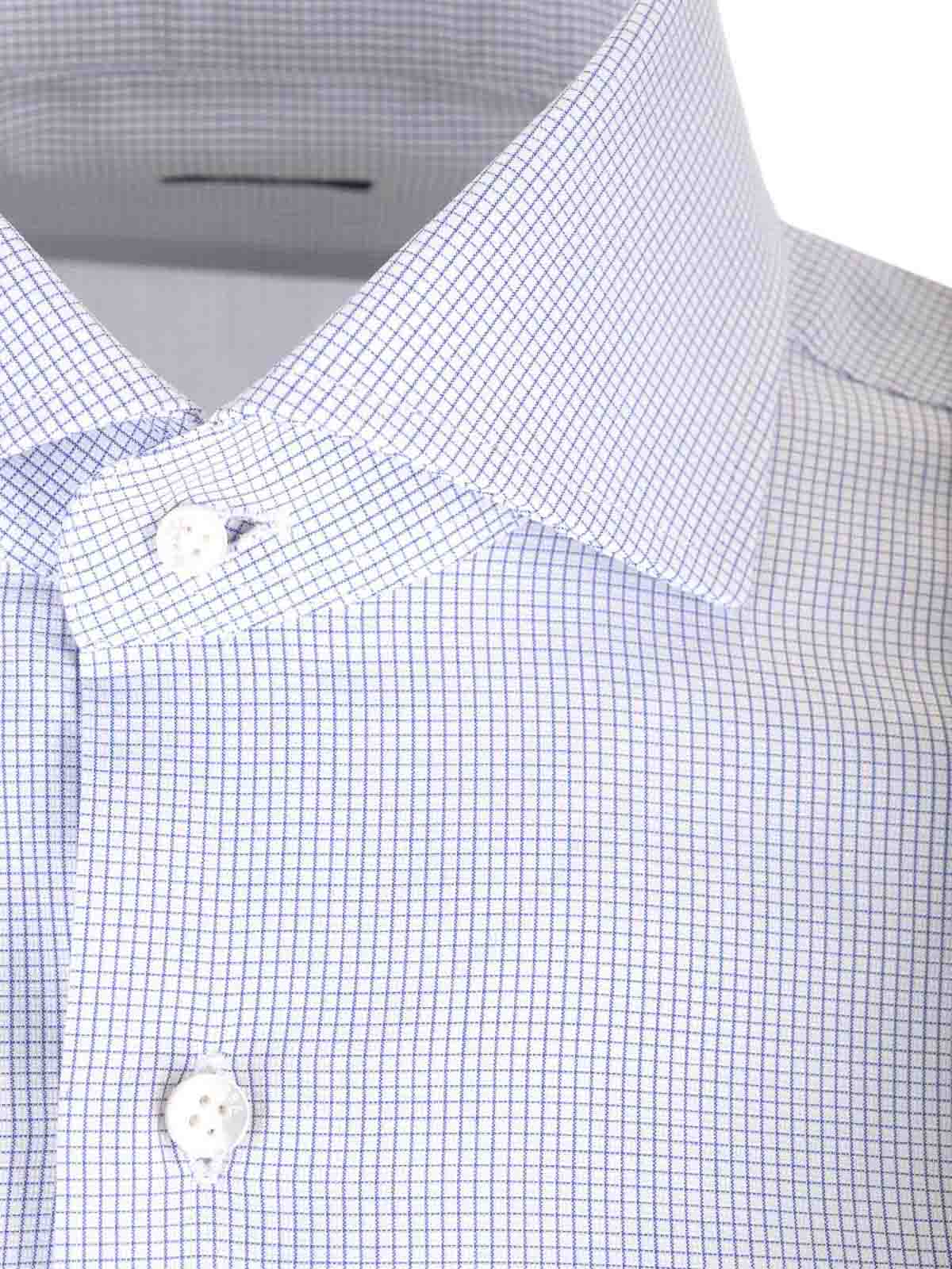 Barba Napoli Micro Checked Shirt In Blue