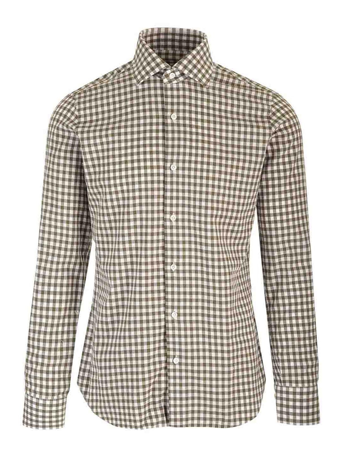 Barba Napoli Slim Fit Checked Shirt In Green