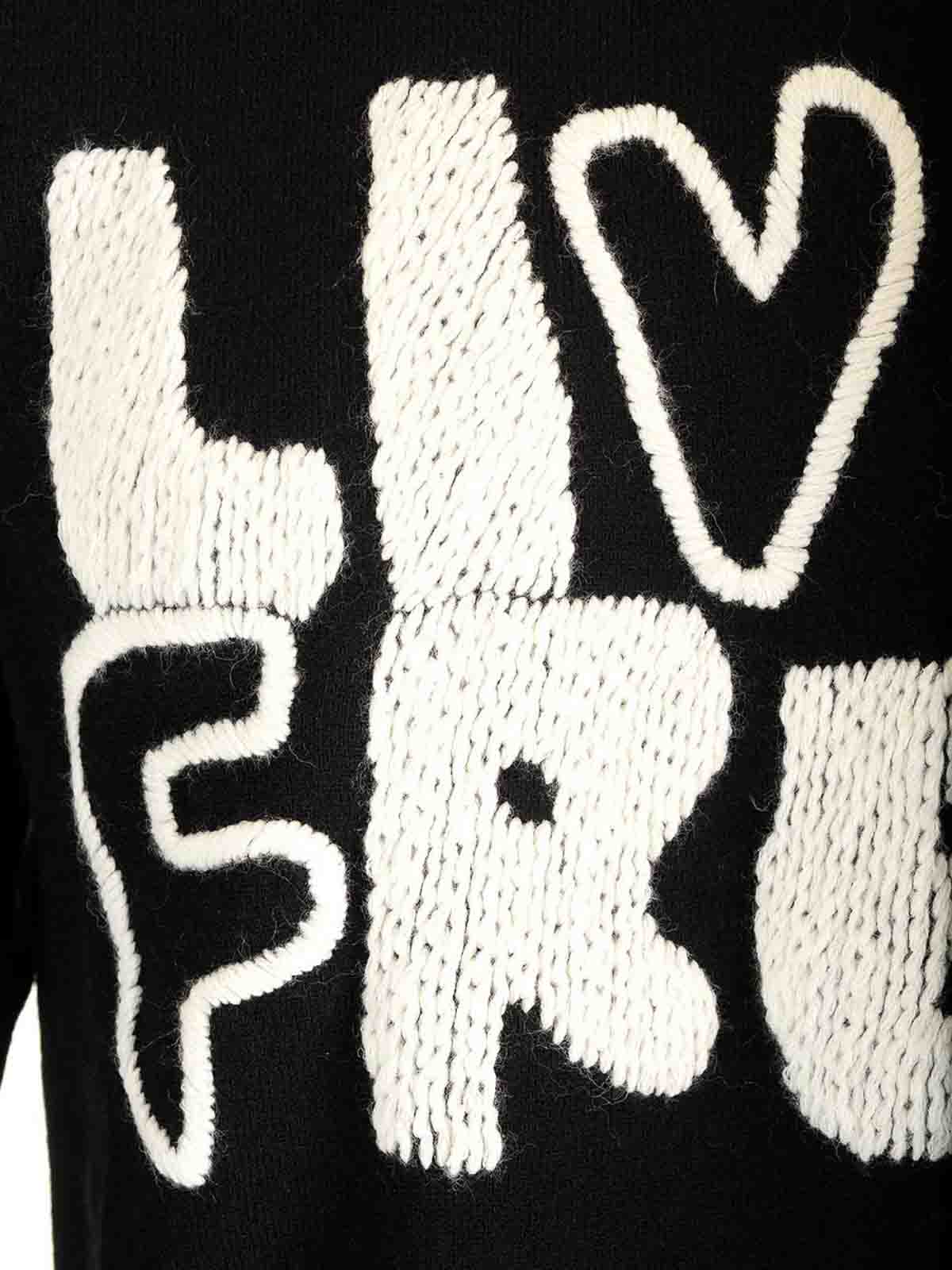 Comme Des Garçons Wool Crewnewck Sweater With  Embroidery In Black