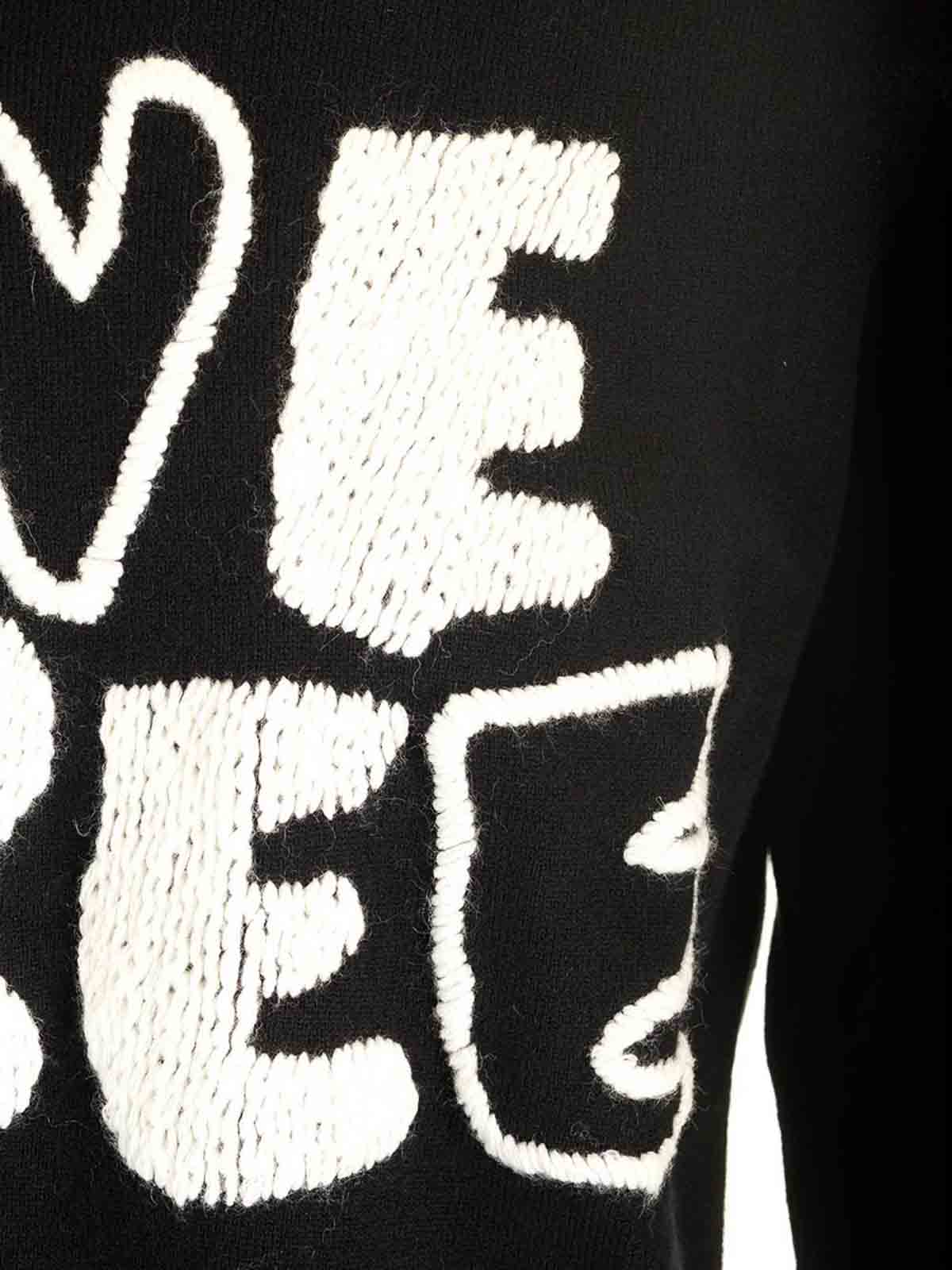 Comme Des Garçons Wool Crewnewck Sweater With  Embroidery In Black