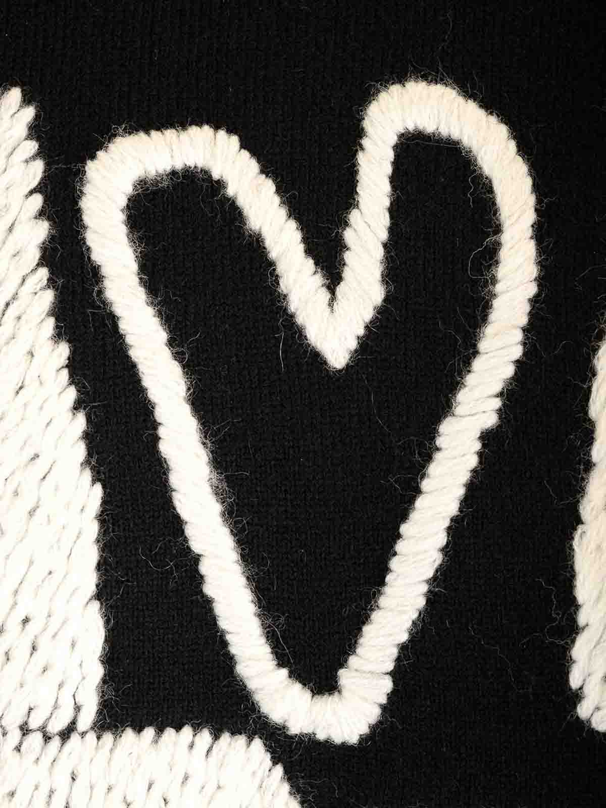 Comme Des Garçons Wool Crewnewck Sweater With  Embroidery In Black