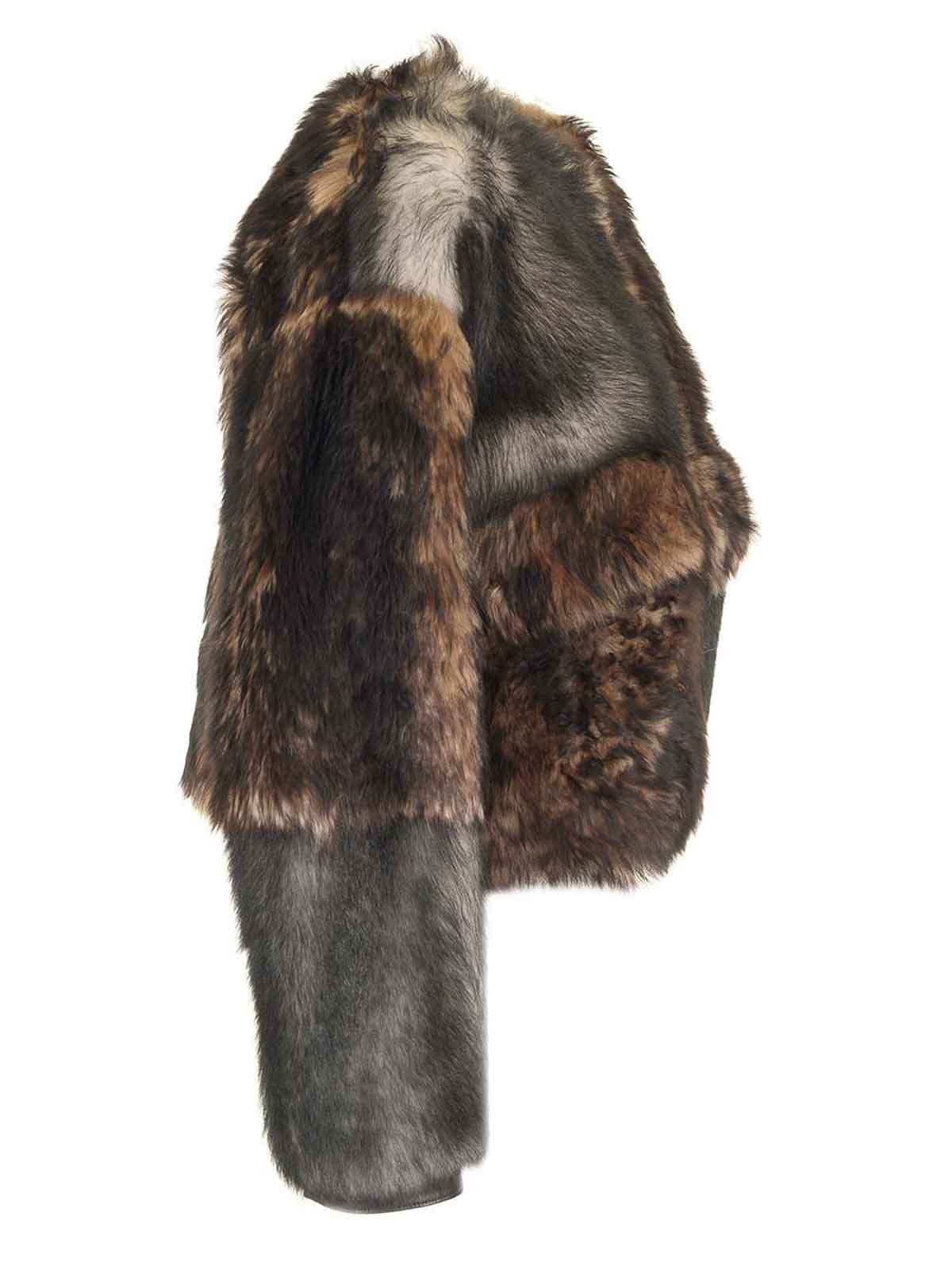 Durazzi Milano Crewneck Fur Coat Jackets Multicolor In Black