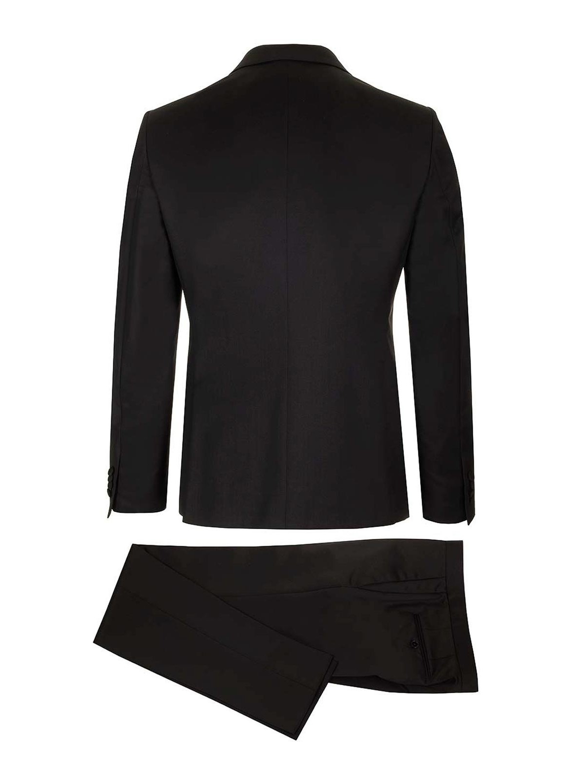 Zegna Black Solid Wool And Mohair Tailored Suit In Black