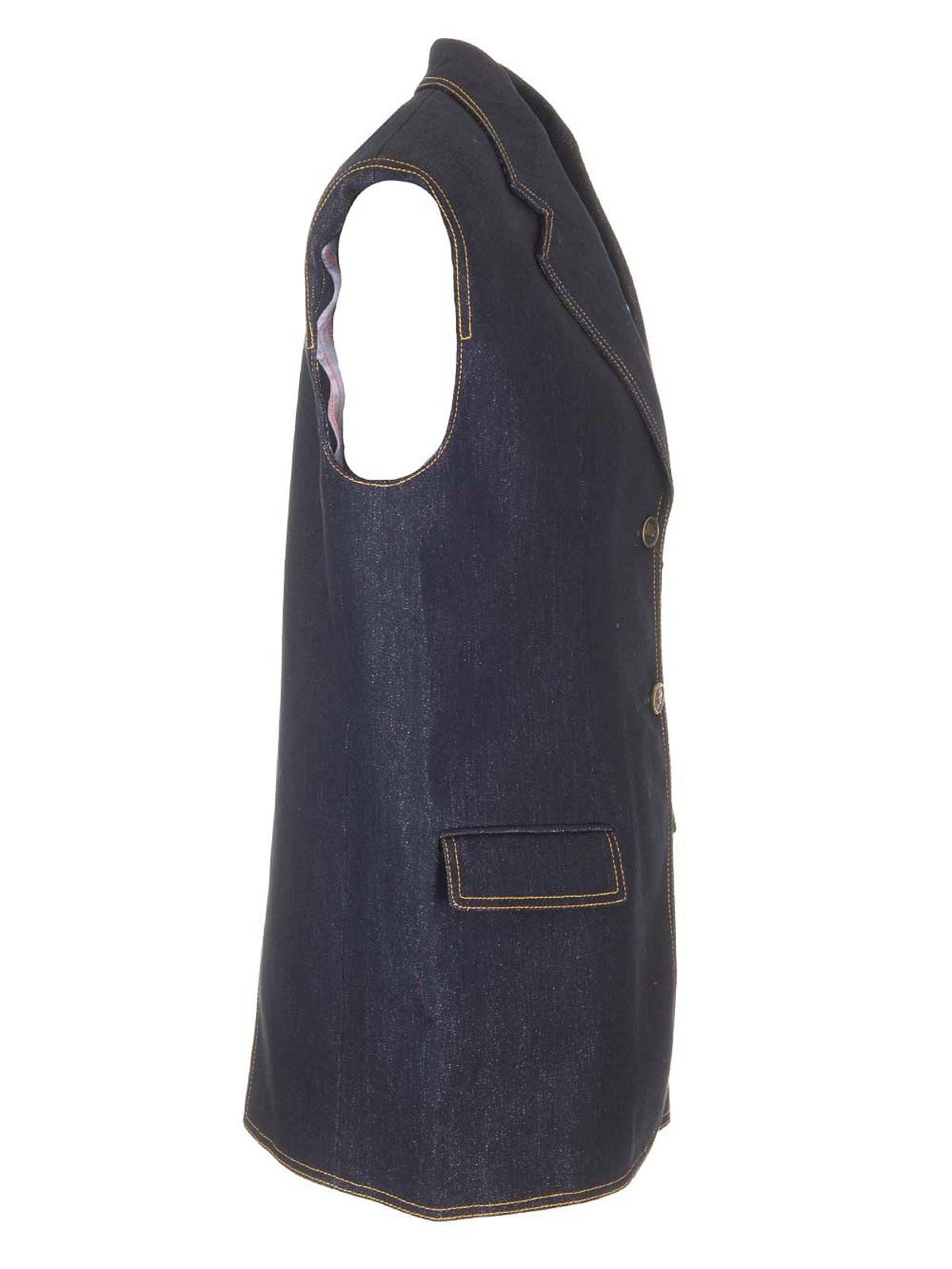 Etro Denim Waistcoat Jackets Blue In Blue