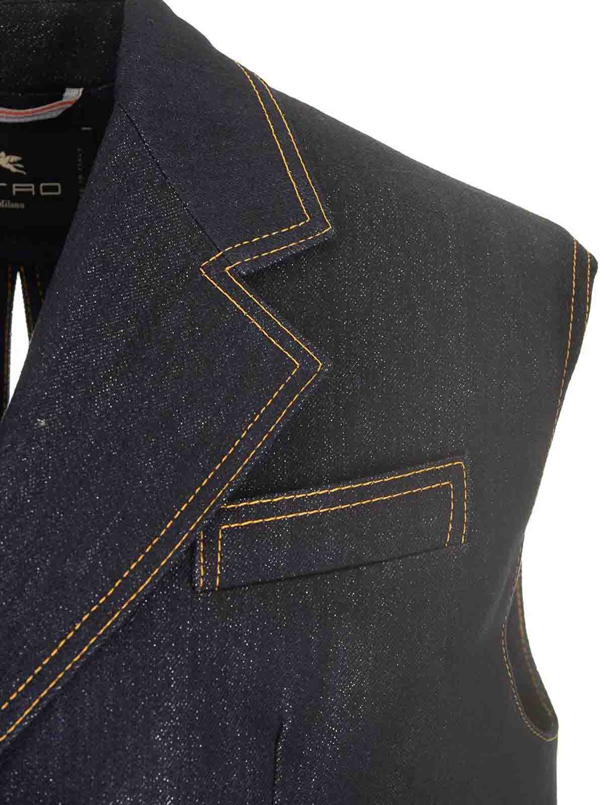 Etro Denim Waistcoat Jackets Blue In Blue