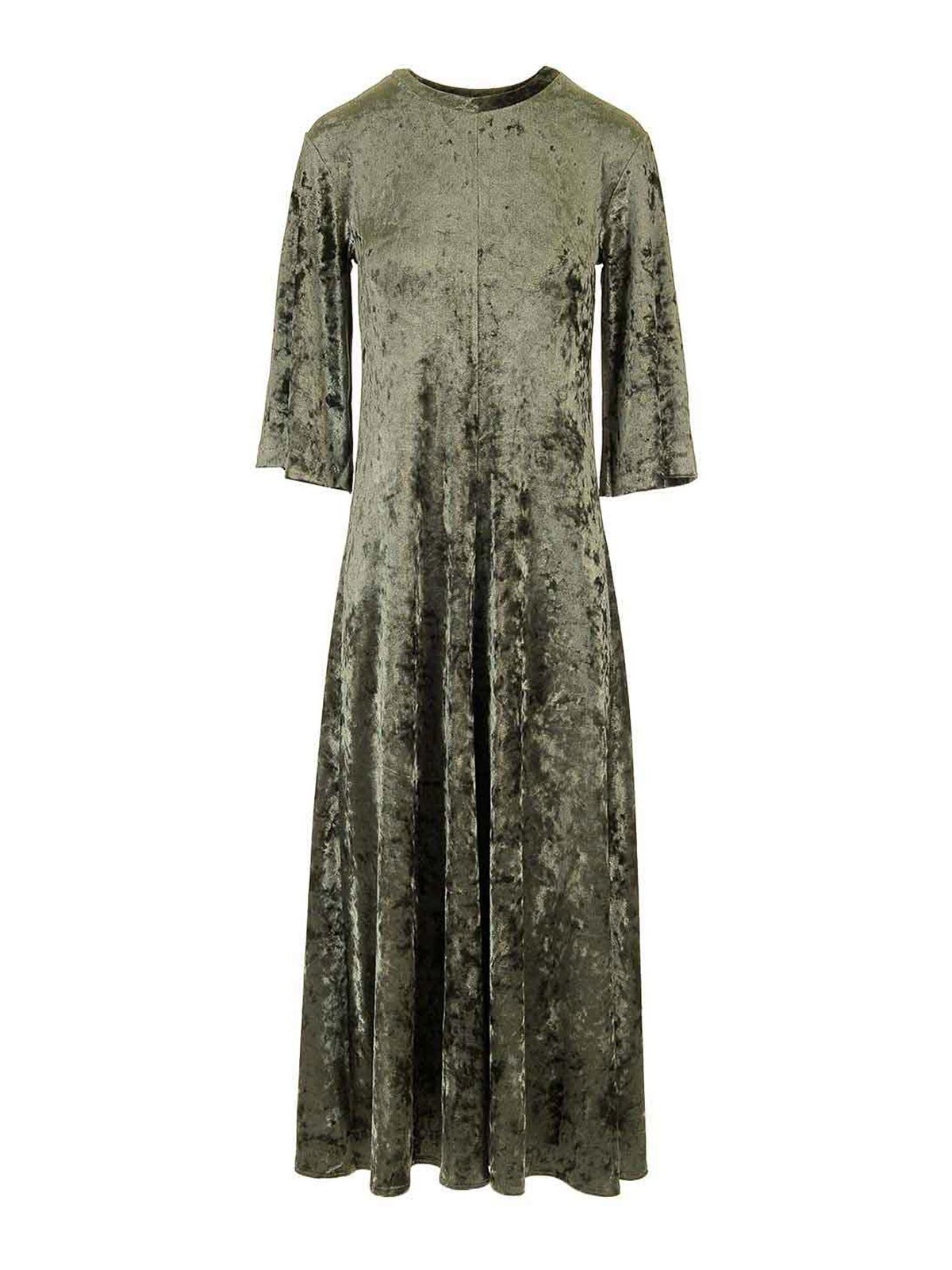 Forte Forte Long Velvet Olive Green Dress In Green