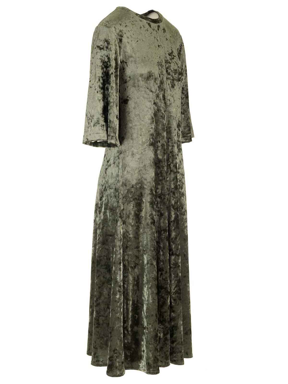 Forte Forte Long Velvet Olive Green Dress In Green