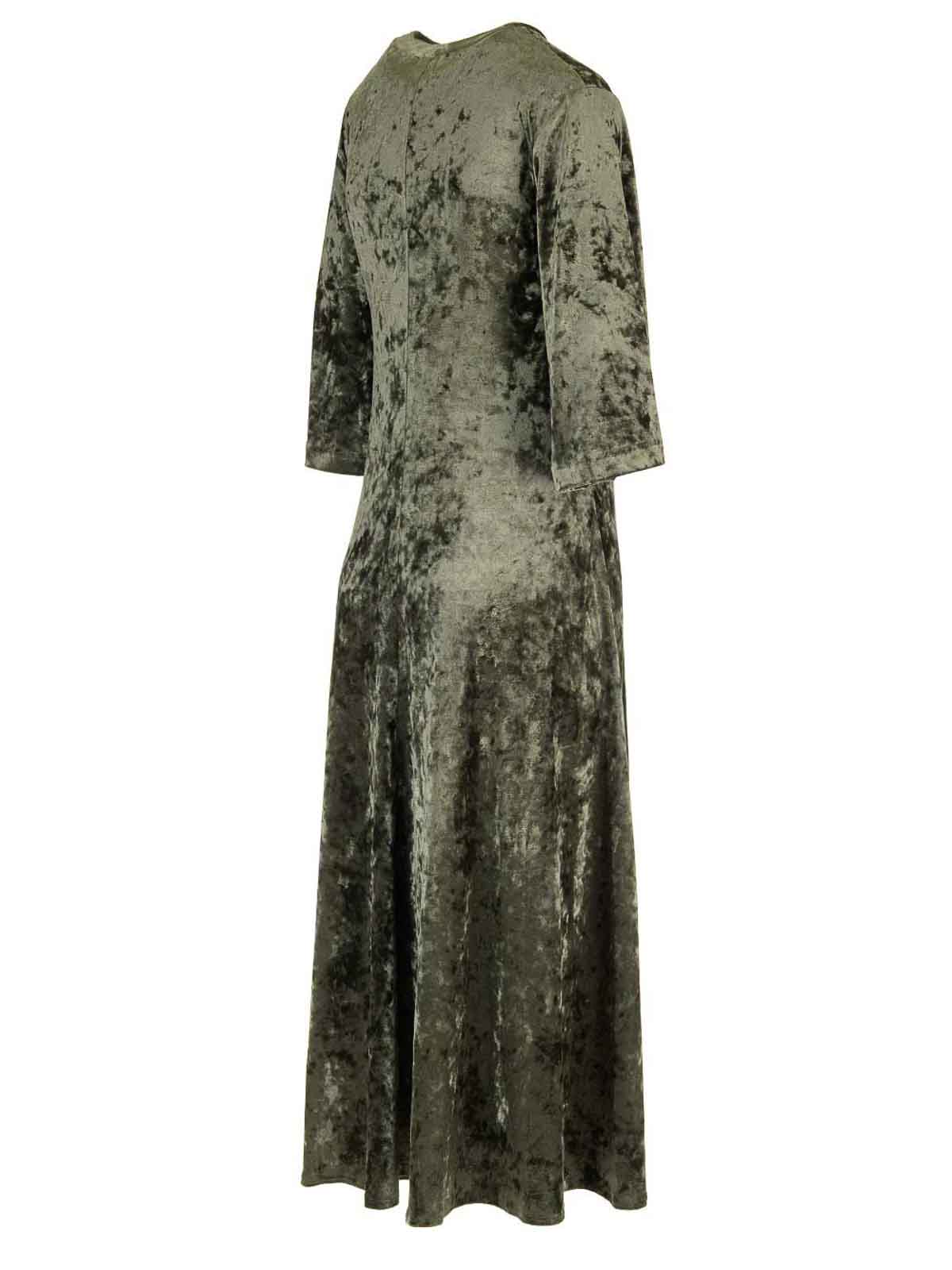 Forte Forte Long Velvet Olive Green Dress In Green