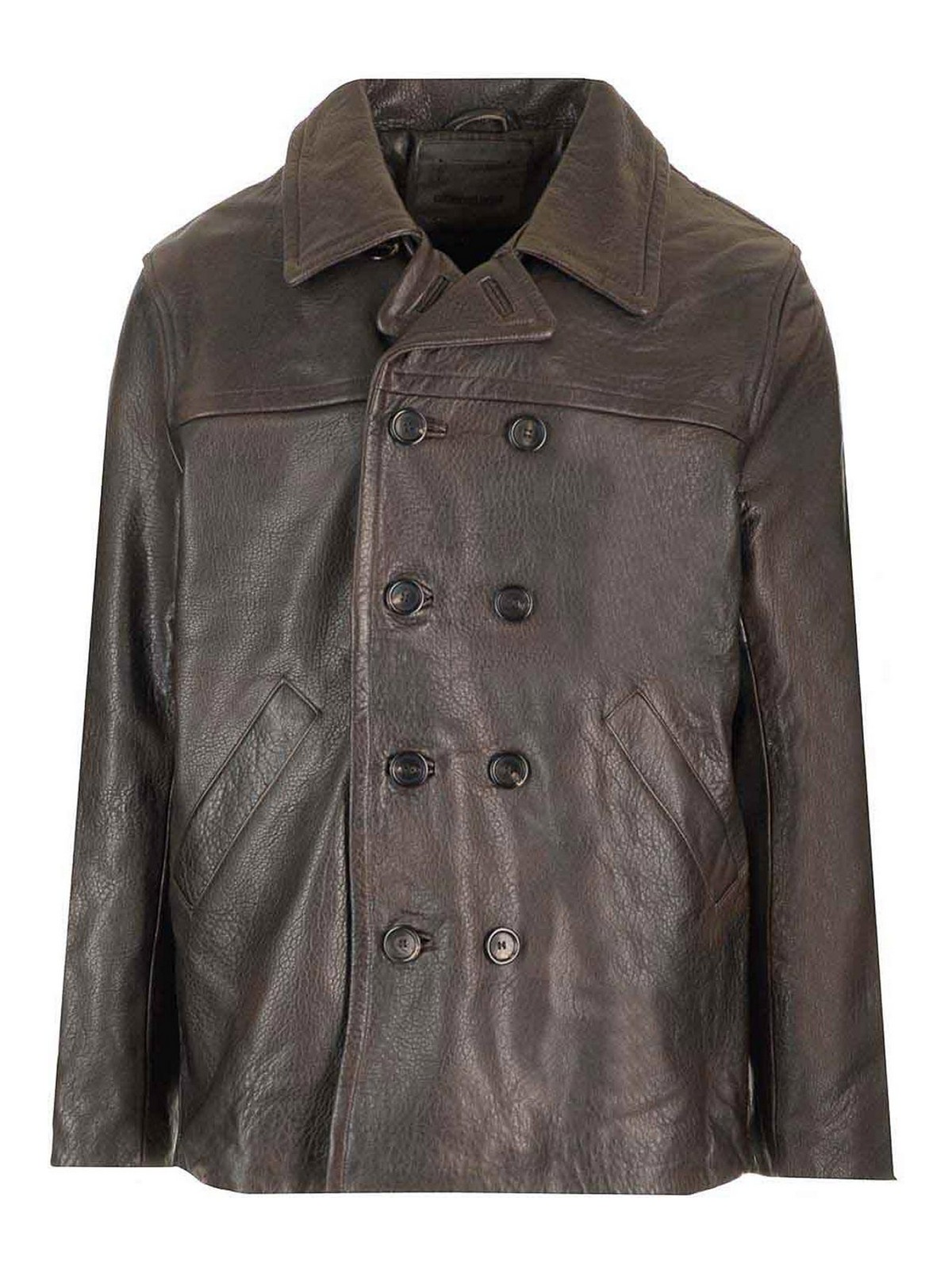 Giorgio Brato Double Brested Jacket Removable Natural Grain Lamb Leather In Brown