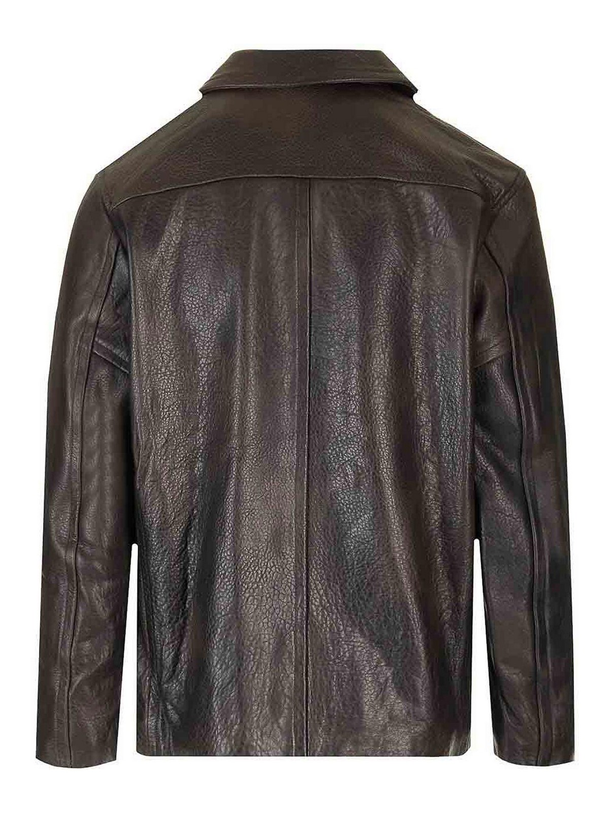 Giorgio Brato Double Brested Jacket Removable Natural Grain Lamb Leather In Brown