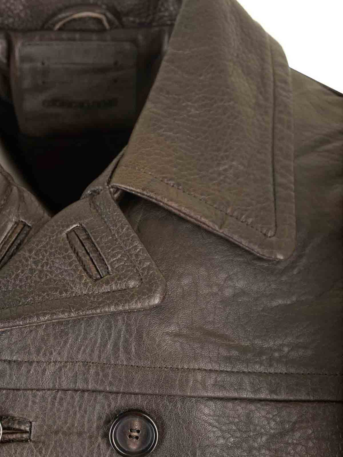 Giorgio Brato Double Brested Jacket Removable Natural Grain Lamb Leather In Brown