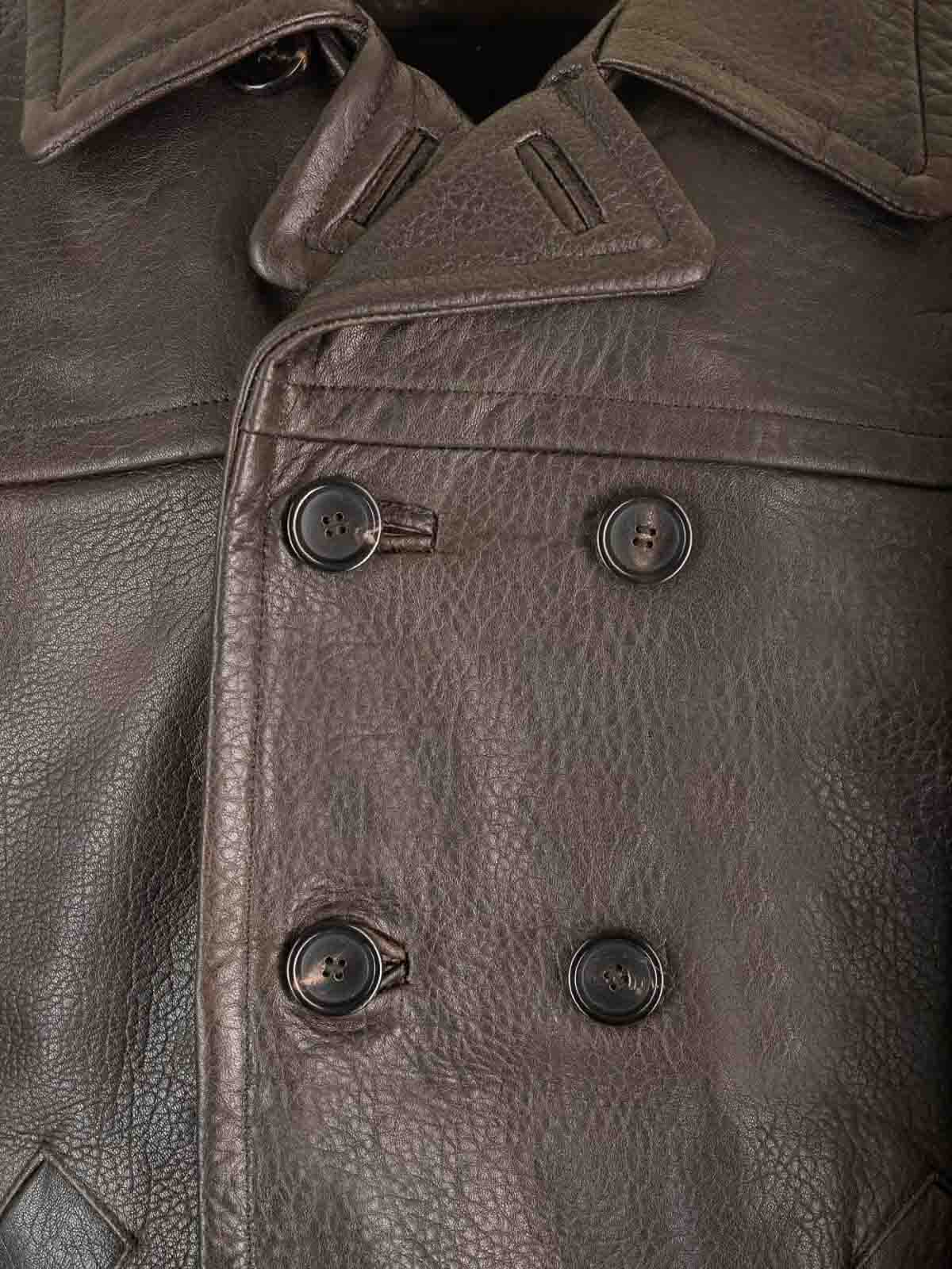 Giorgio Brato Double Brested Jacket Removable Natural Grain Lamb Leather In Brown