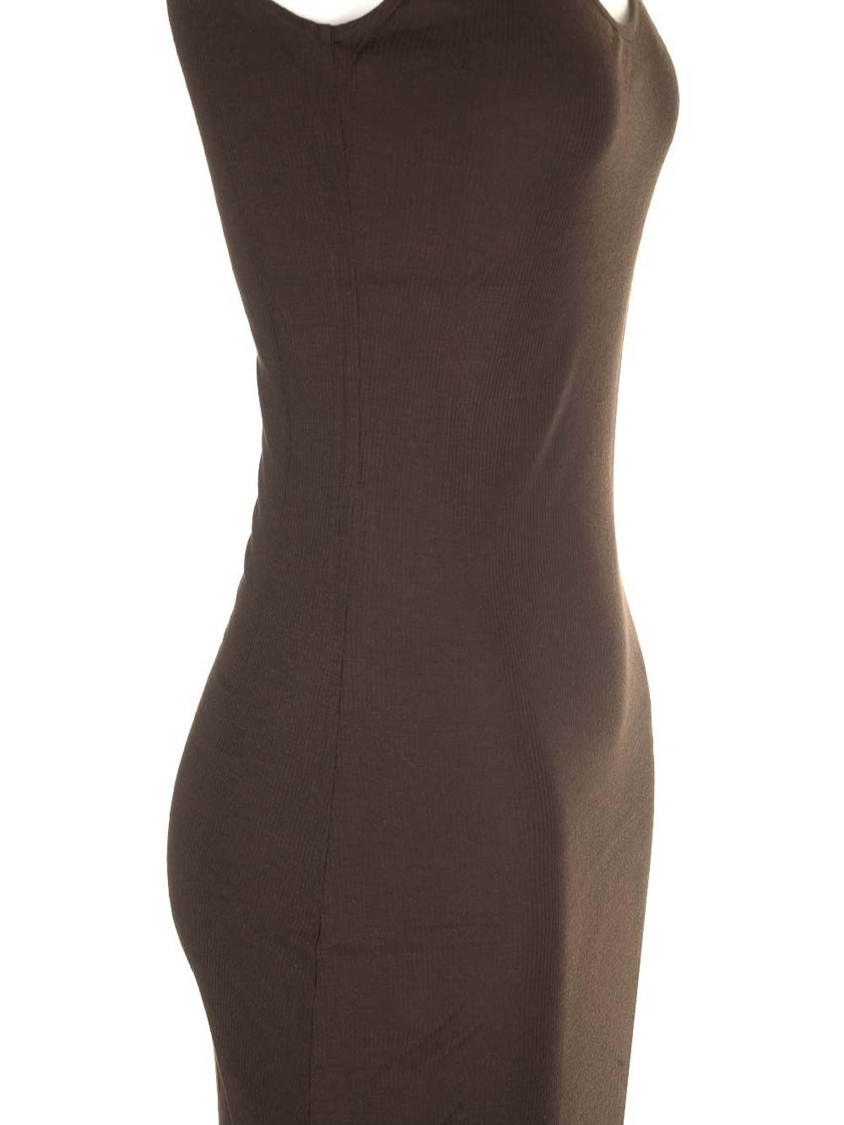 Khaite Leesal Midi Dress In Brown