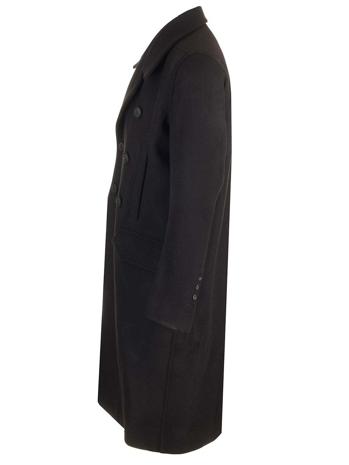 Rick Owens Officer Double-breasted Melton Virgin Wool Coat In Black