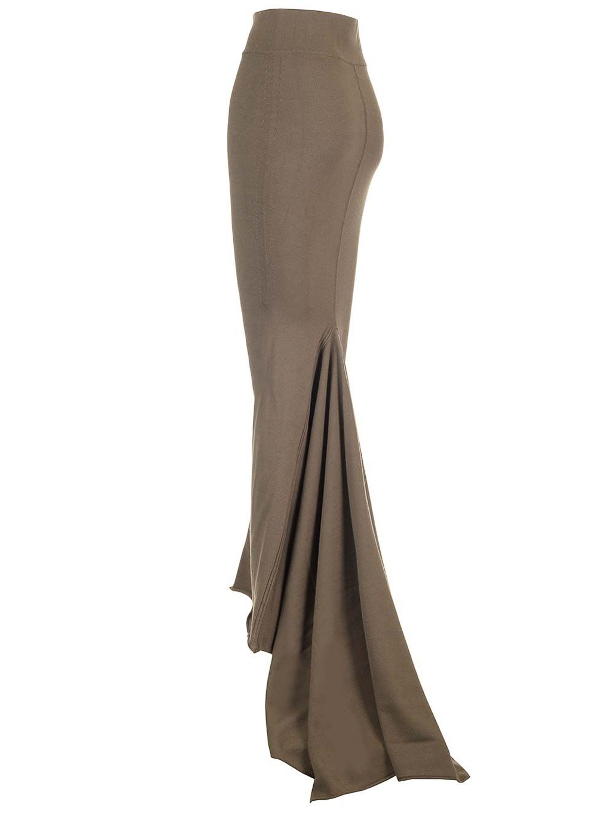 Rick Owens Taupe Knit Midi Skirt Dresses Brown In Green
