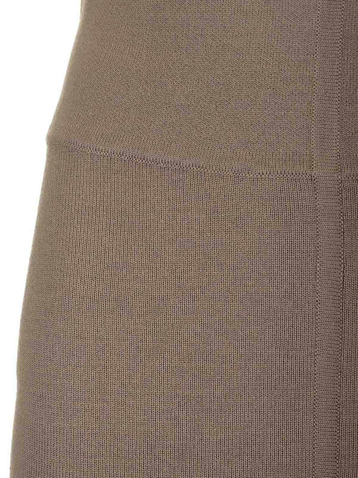 Rick Owens Taupe Knit Midi Skirt Dresses Brown In Green