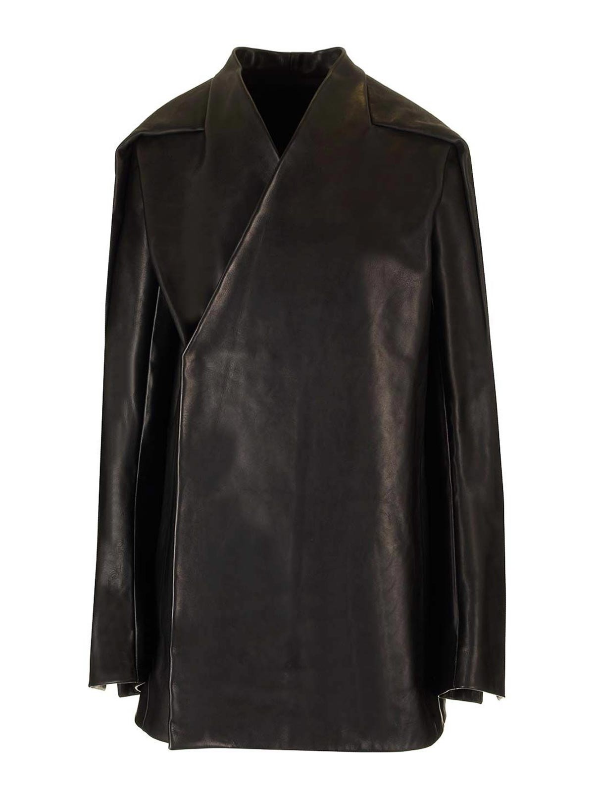 Rick Owens Womens Black Officer Two-slip-pockets Relaxed-fit Leather Jacket In Black