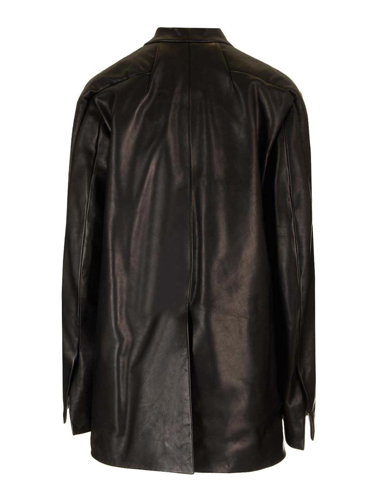 Rick Owens Womens Black Officer Two-slip-pockets Relaxed-fit Leather Jacket In Black