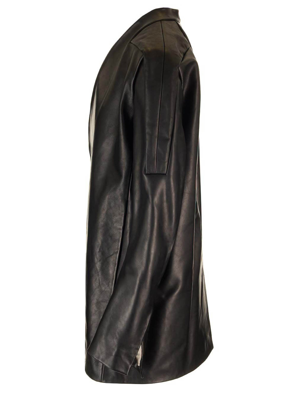 Rick Owens Womens Black Officer Two-slip-pockets Relaxed-fit Leather Jacket In Black