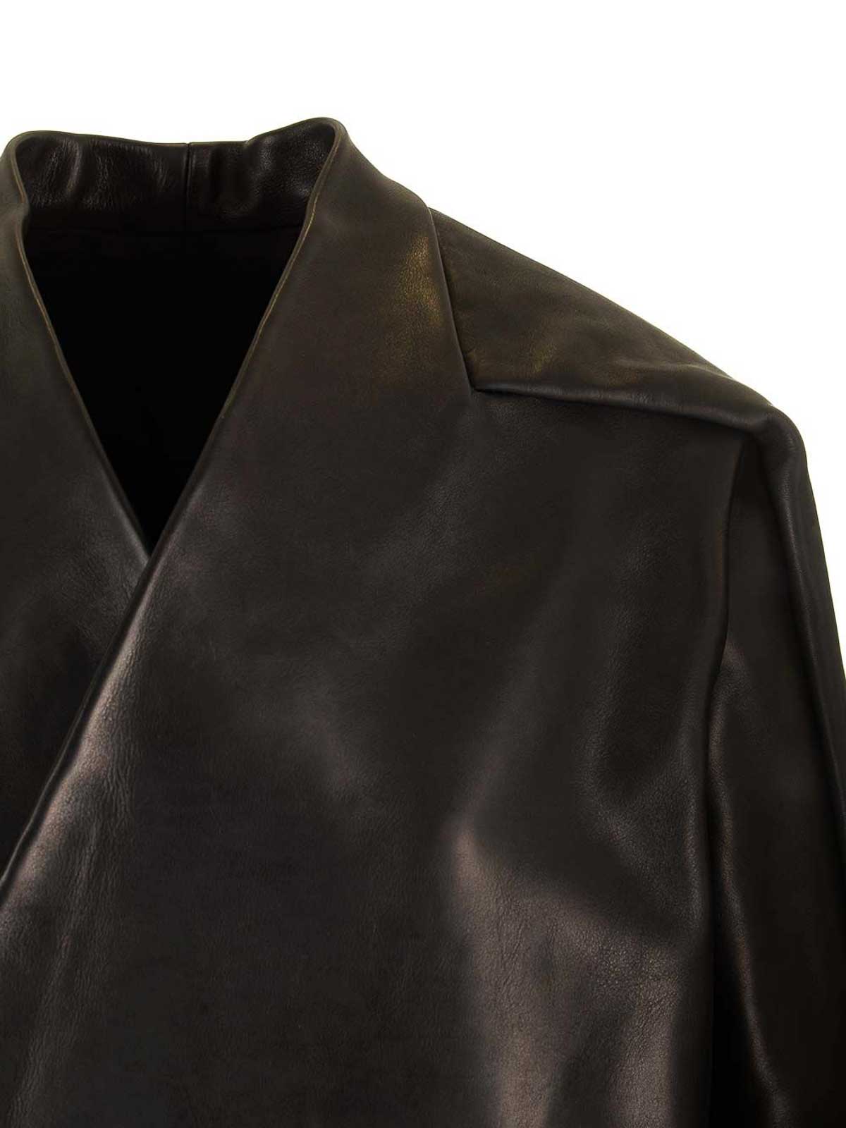 Rick Owens Womens Black Officer Two-slip-pockets Relaxed-fit Leather Jacket In Black
