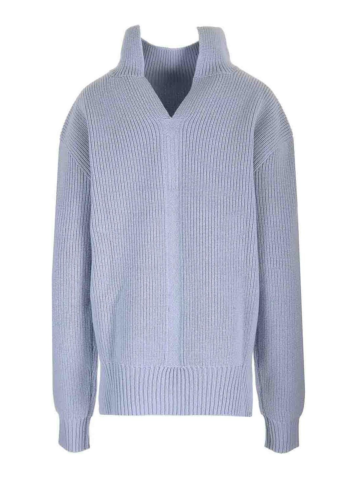 Rick Owens New Wool Sweater Knitwear Light Blue In Blue