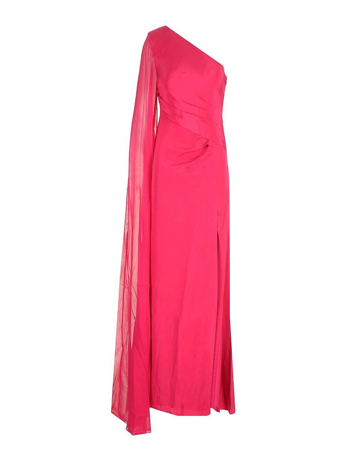 Roland Mouret Asymmetic Silk Chiffon Gown In Pink