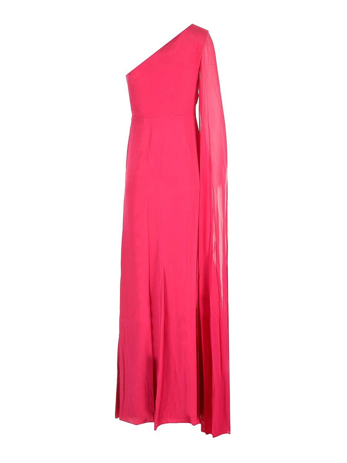 Roland Mouret Asymmetic Silk Chiffon Gown In Pink