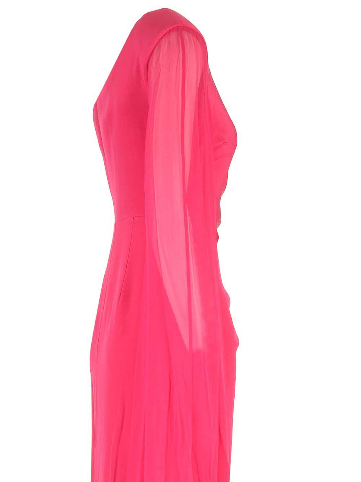 Roland Mouret Asymmetic Silk Chiffon Gown In Pink
