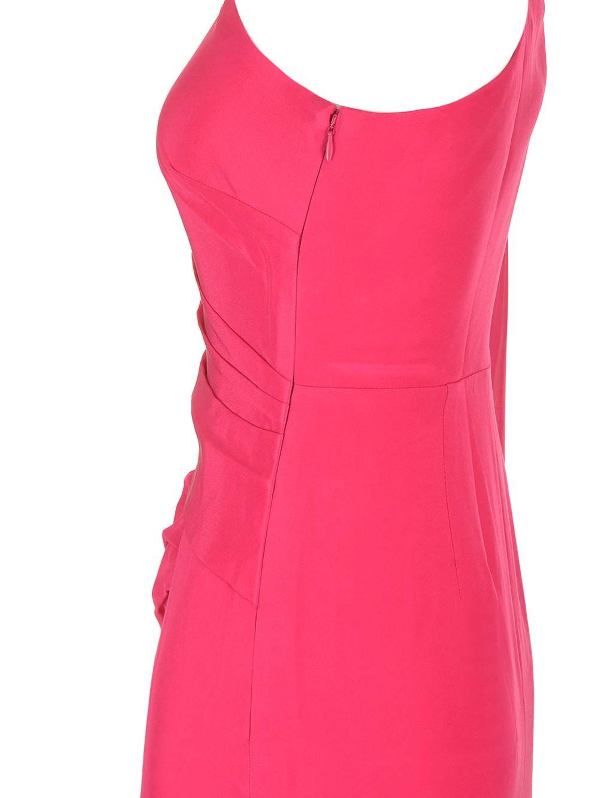 Roland Mouret Asymmetic Silk Chiffon Gown In Pink