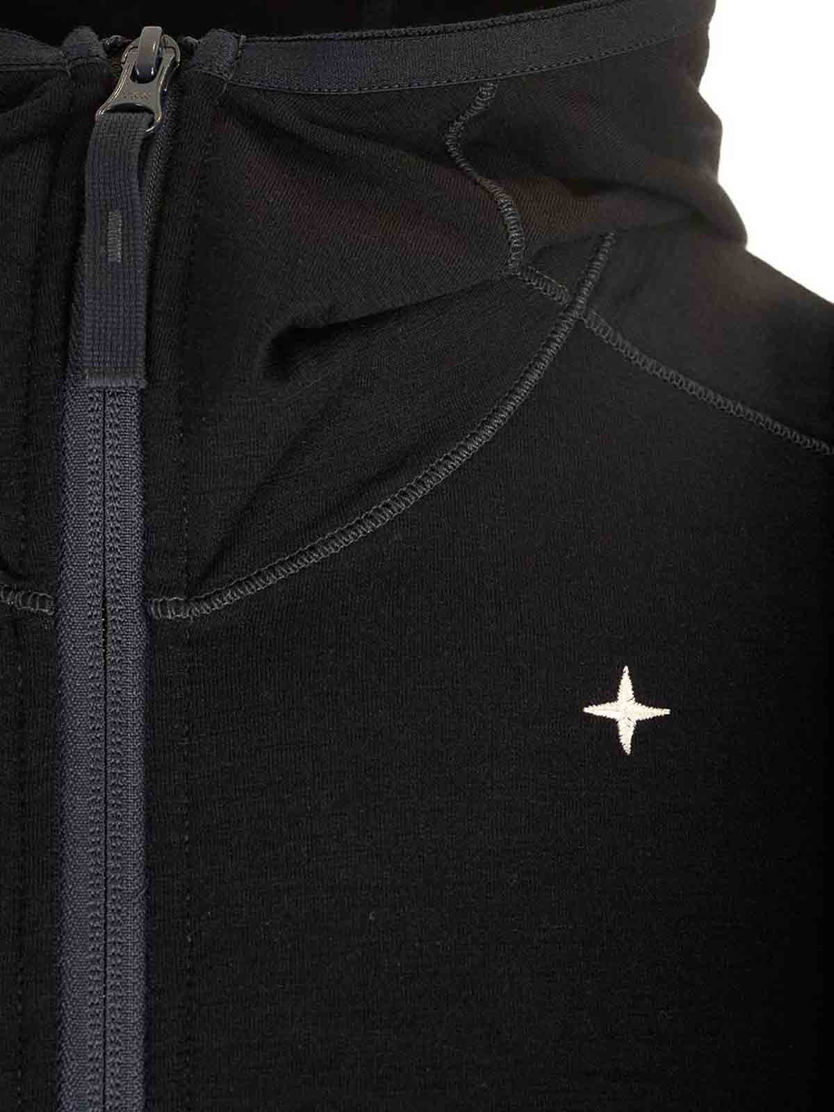 Stone Island Wool And Cotton Zip-up Fleece Sweatshirts Blue In Blue