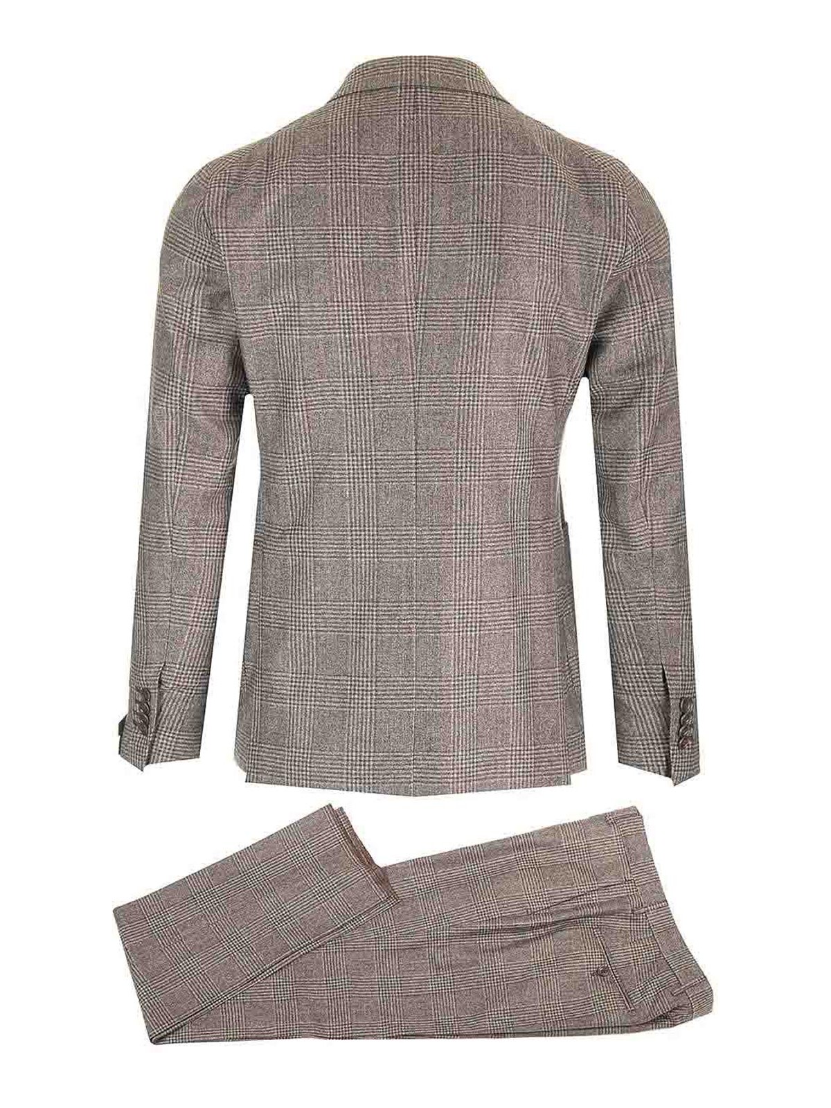 Tagliatore Montecarlo Prince Of Wales Suit In Super 110s Wool In Brown