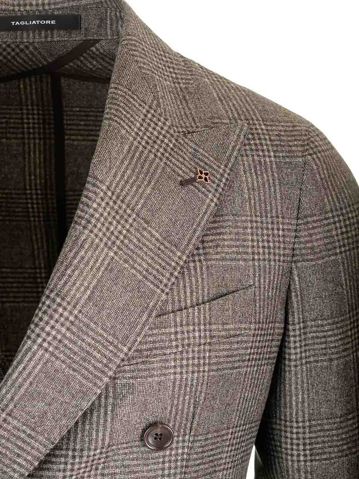 Tagliatore Montecarlo Prince Of Wales Suit In Super 110s Wool In Brown