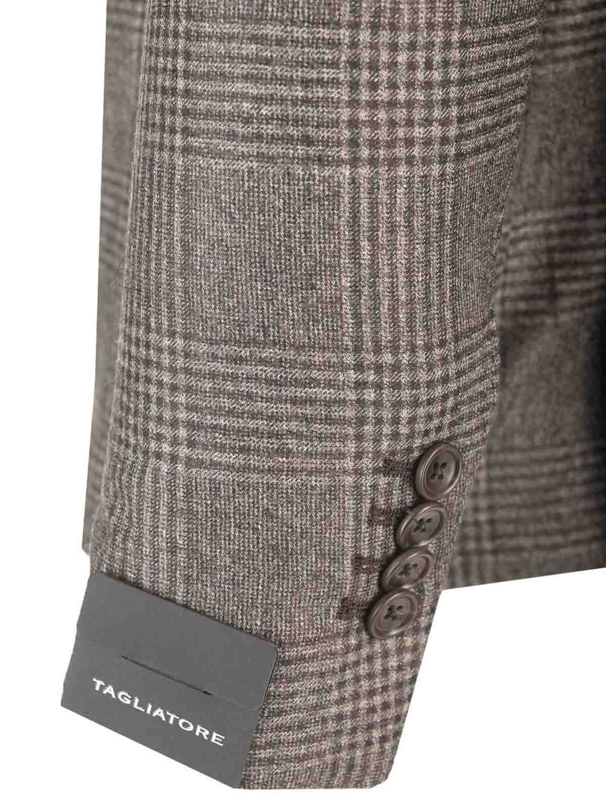 Tagliatore Montecarlo Prince Of Wales Suit In Super 110s Wool In Brown