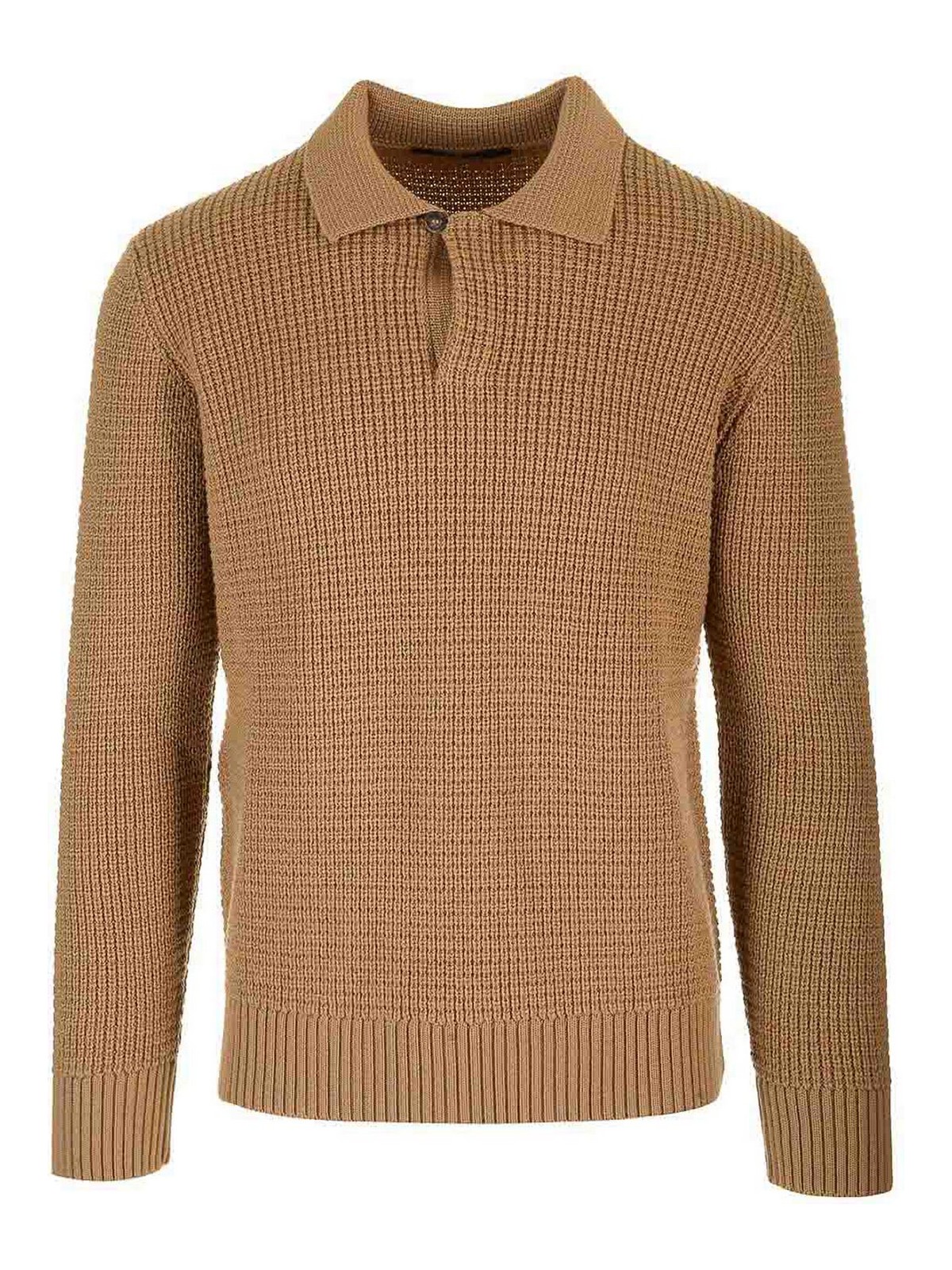 Tagliatore Wool Polo Shirt In Brown