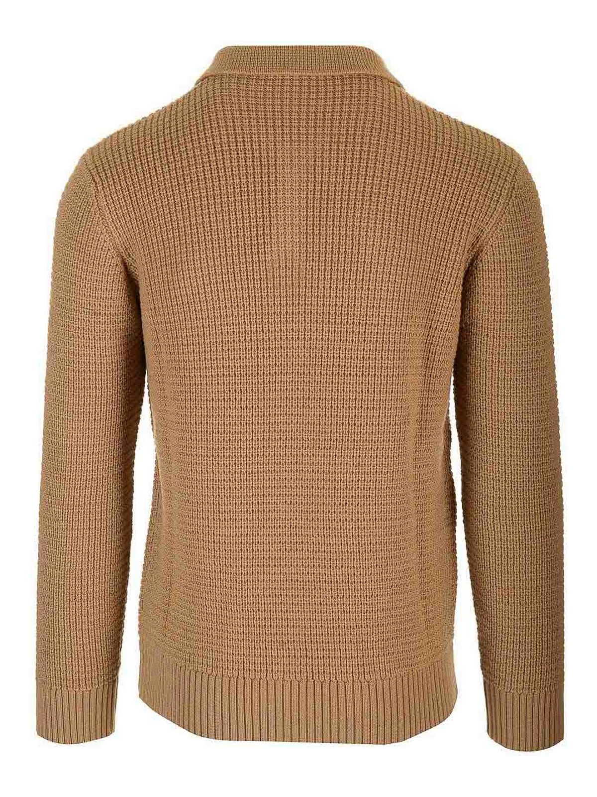 Tagliatore Wool Polo Shirt In Brown