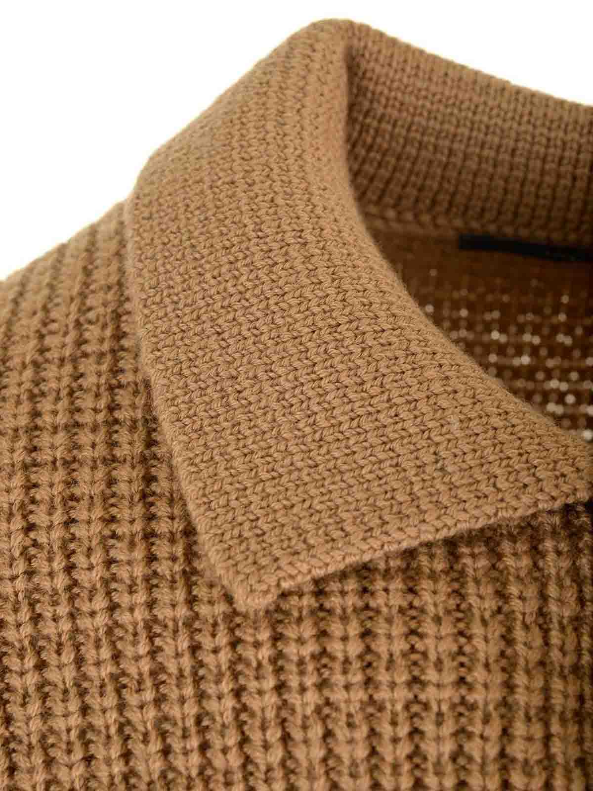 Tagliatore Wool Polo Shirt In Brown
